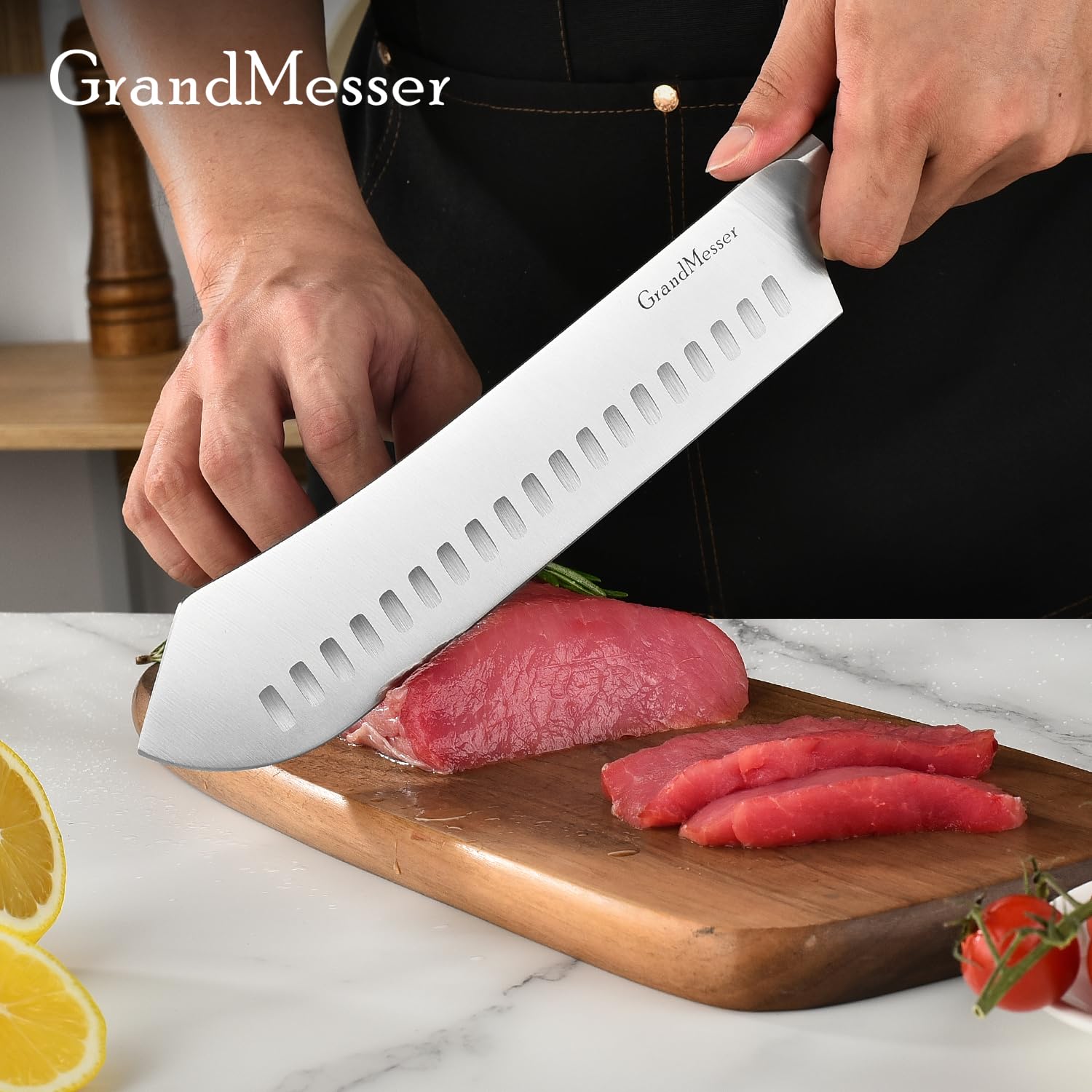 Butcher Knife, 10″ Bullnose Carving Knife & 9″ Sharpening Rod — Amazon image 7