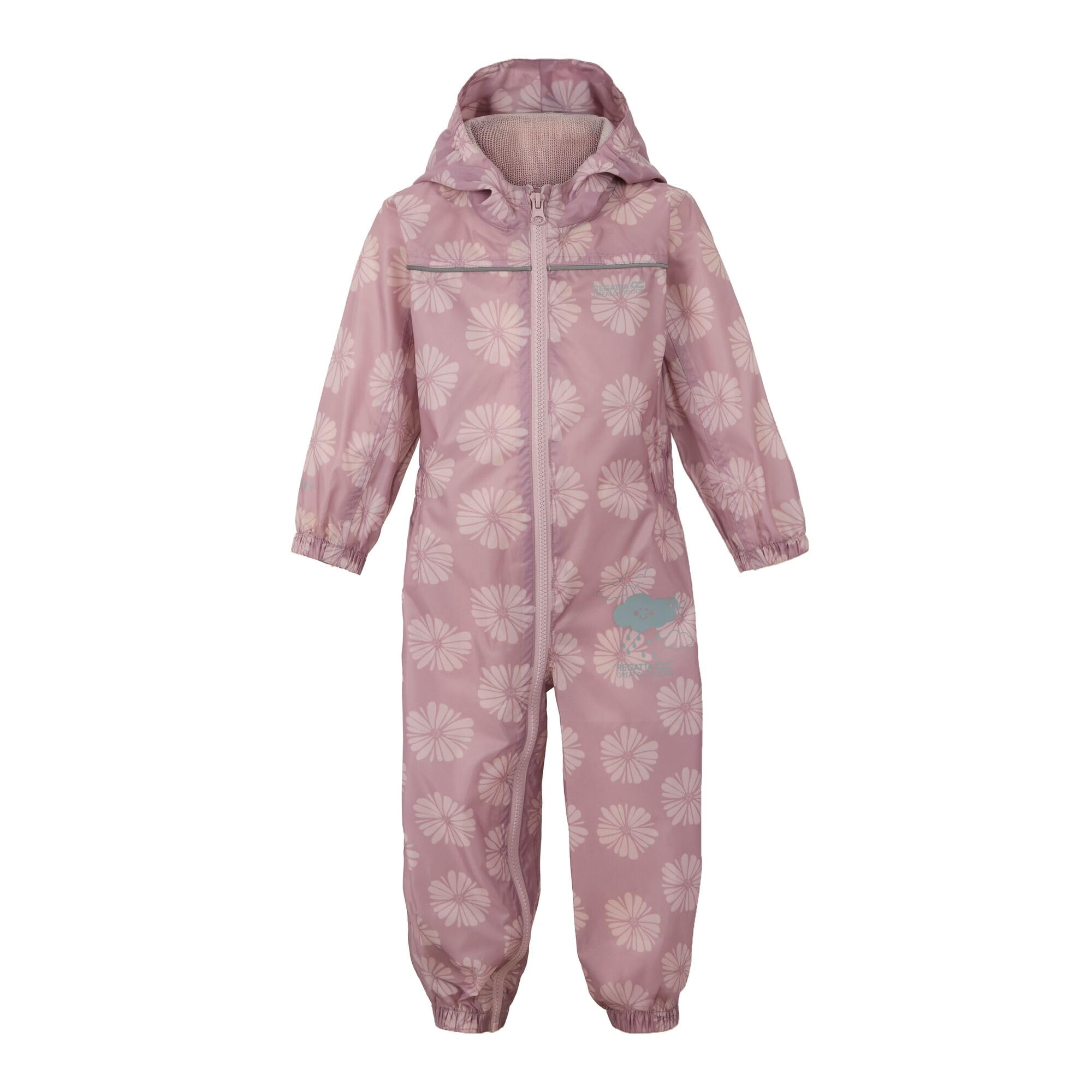 Regatta Powder Lilac/Pink Haze Petal Puddle Iv Kid's Waterproof Breathable All-In-One Suit