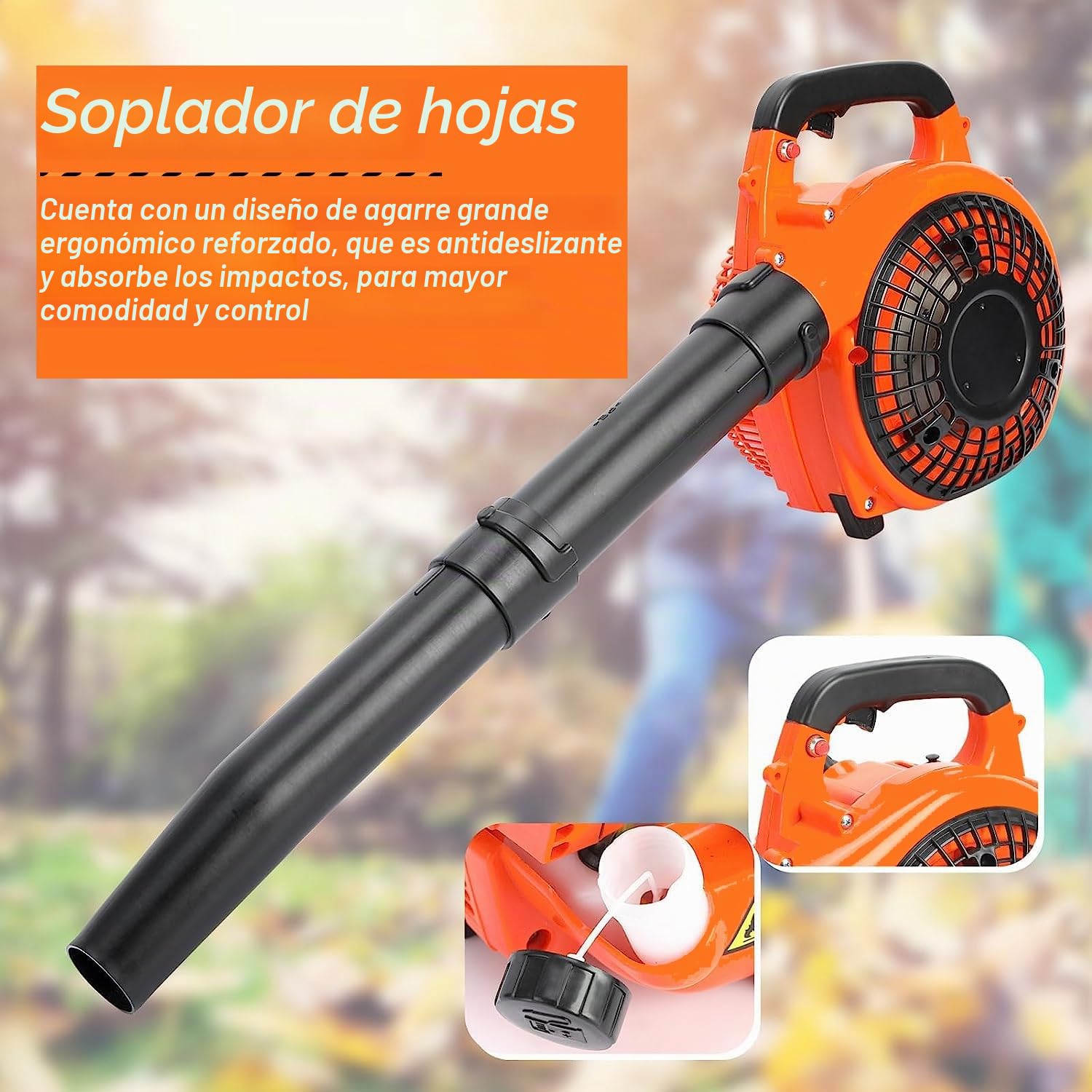 Soplador de hojas de gasolina,portátil,ligero,potente motor de 2 tiempos,soplador de hojas de mano de 26 cc,7500 r/min de gasolina,disipación de calor rápida,soplador de hojas de aire para