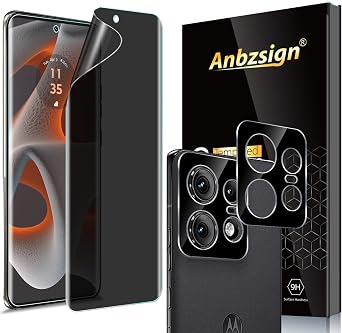 [2+2 Pack for Motorola Edge 50 Pro Privacy Screen Protector and Camera Lens Protector, Anti-Spy Flexible Privacy Screen Protector 9H Hardness Anti-Scratch Bubble Free