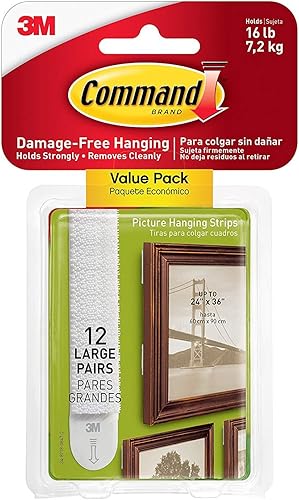 Command Tiras colgantes para cuadros y marcos WZ8G41, grandes, 12 pares