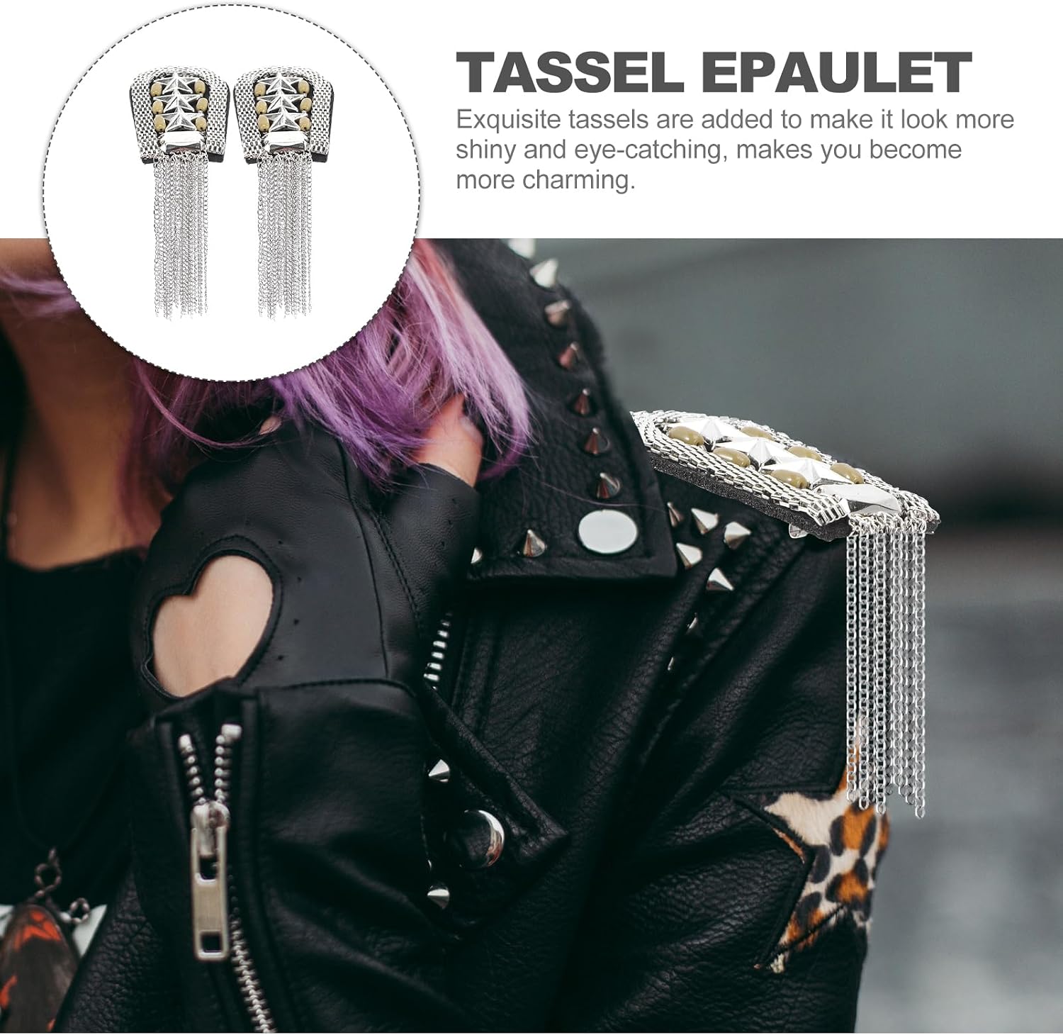 PRETYZOOM Tassel Link Chain Epaulettes Shoulder Boards Brooch Badge for Women Costume Accessories Pair 6.29X1.77In Halloween Cosplay Ceremonies Fancy Dress