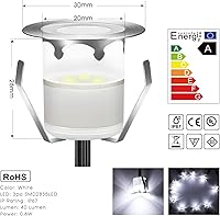 Vista 3 de Kit de luces LED de bajo voltaje para cubierta de acero inoxidable, impermeable, empotradas, para terrazas de madera, escaleras, jardín, patio