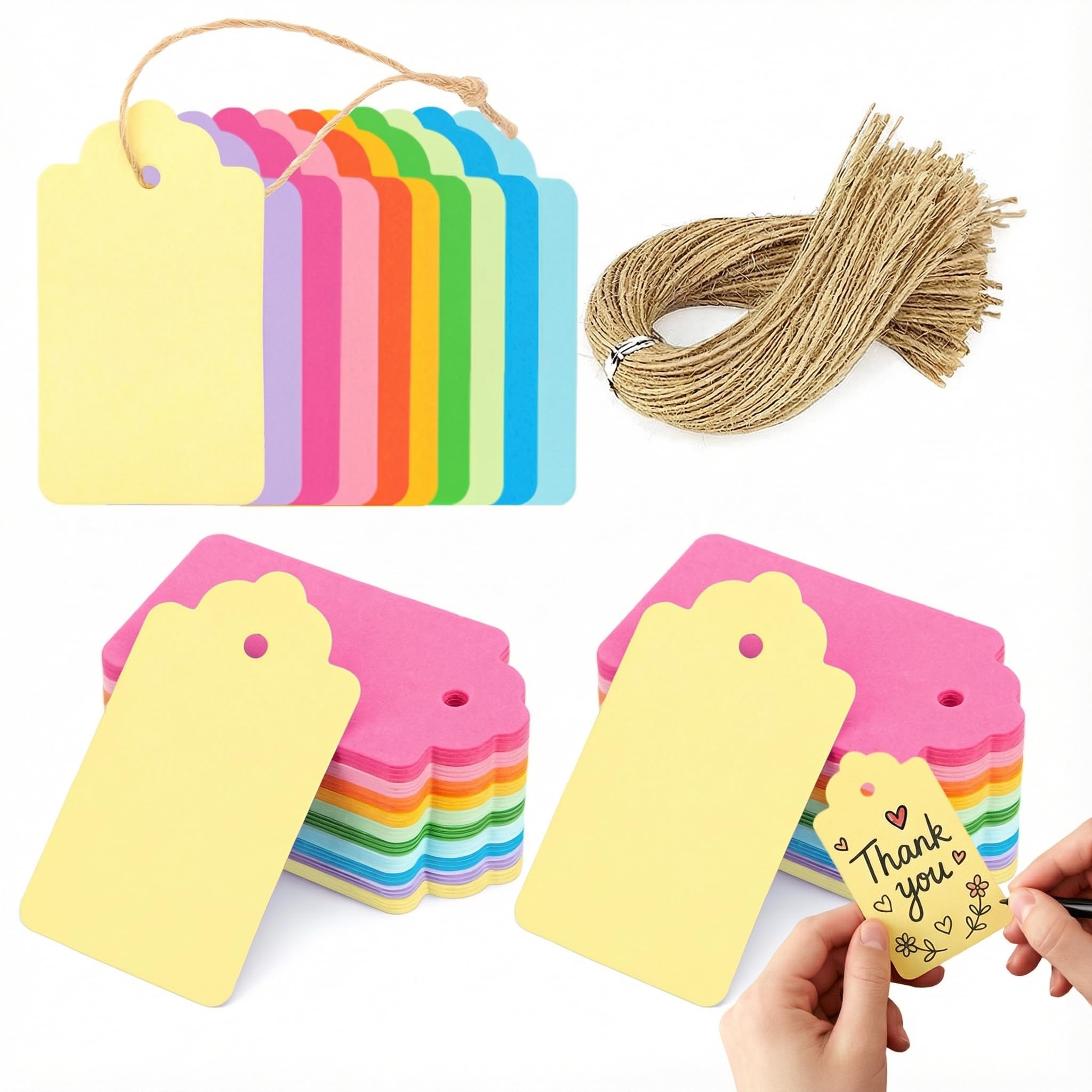 HAKACC 200 Pcs Gift Tags Colourful, Mini Paper Labels in 10 Hues for Wedding Valentine Birthday DIY, Retail Price Tickets for Shop Decor