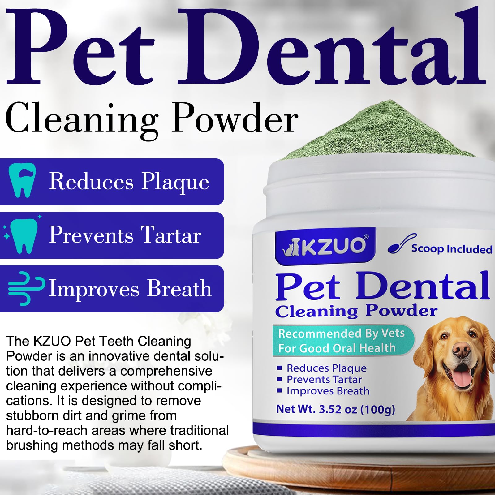 Dog Dental Powder - Dog Teeth Cleaning Powder - Tartar & Plaque Reducer - Bad Breath Solution - Easy Teeth Cleaning for Small, Medium, Large Dogs & Cats - image 5