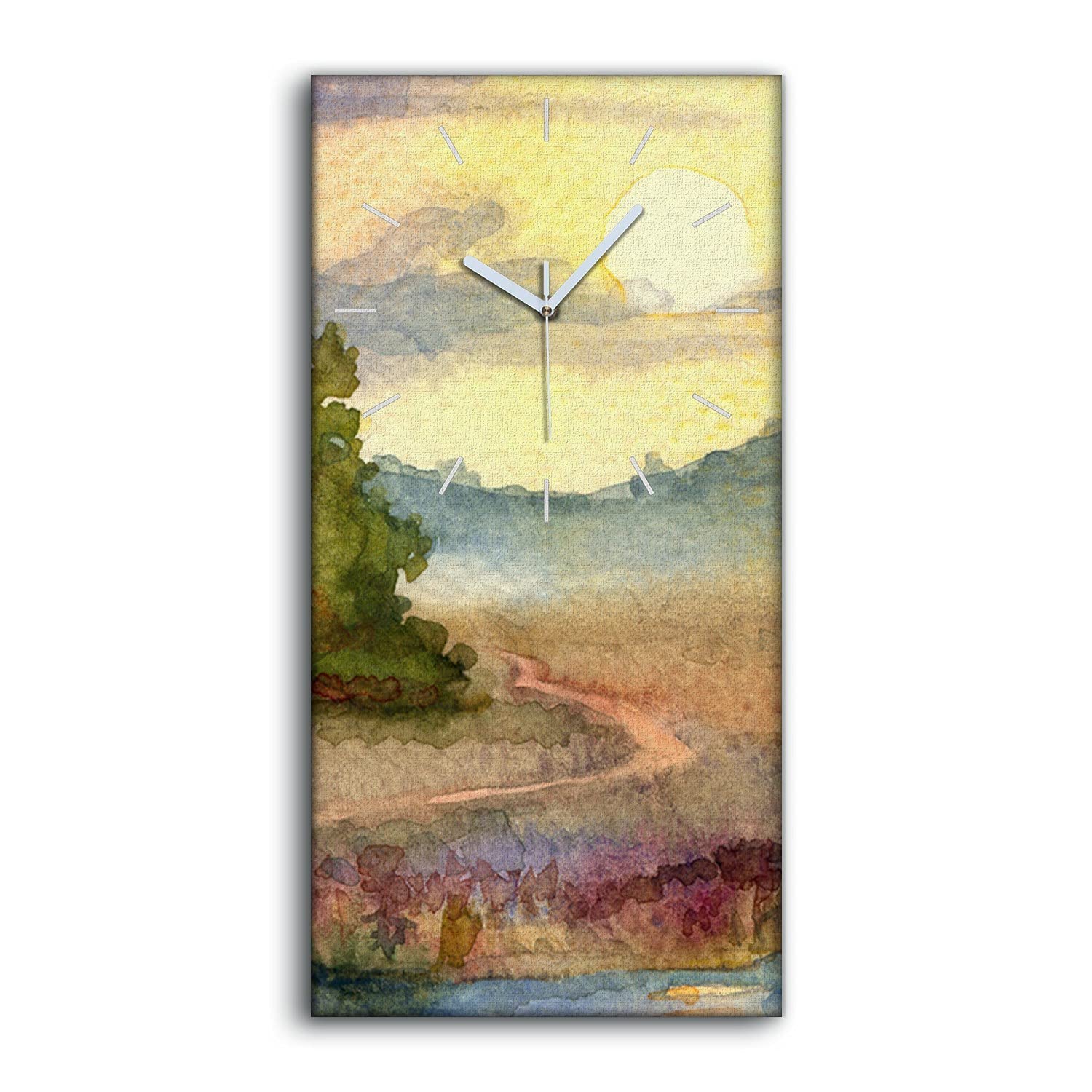 Horloge sur toile 30x60cm Coloray l'art moderne de l'aquarelle pour un intérieur raffiné