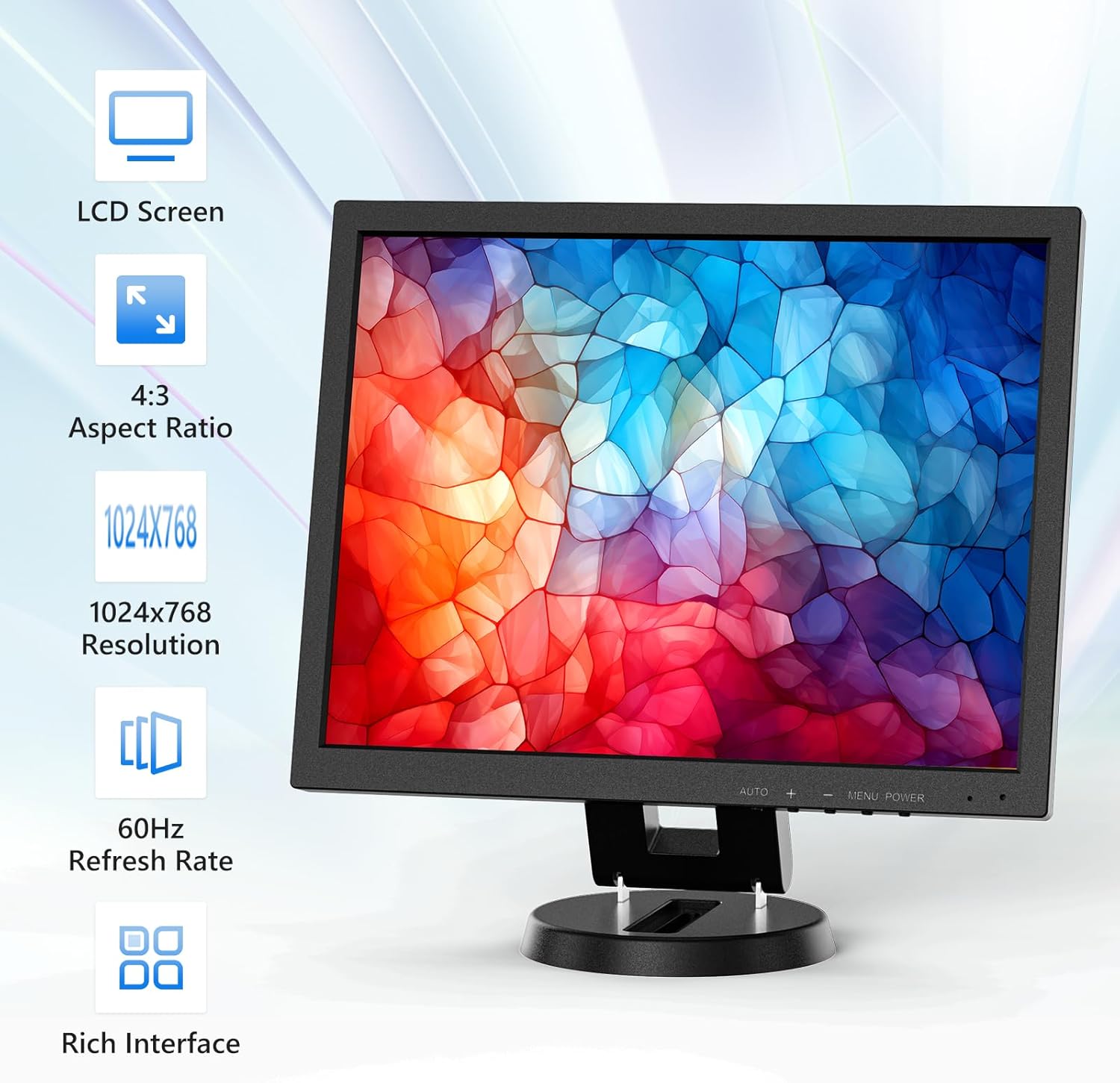 Eyoyo 14 Inch LCD HDMI Monitor 1024x768 Small VGA Display Monitor for Security Cameras with HDMI/VGA/AV/BNC Input, Built-in Speakers and Remote
