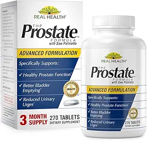 Real Health The Prostate Formula with Saw Palmetto Supplement For Men, 3 Month Supply, Supports Healthy Prostate Function, Better Bladder Emptying, Reduced Urinary Urges, 270 Tablets