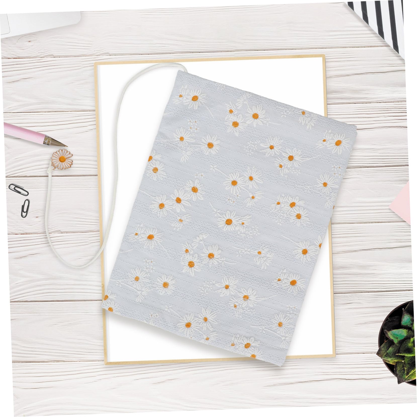 4piezas Funda De Libro De Tela Delicada Resistente Al Desgaste y Reutilizable Protección Para Cuadernos Decorativa y Fácil De Usar Diseño De Margaritas