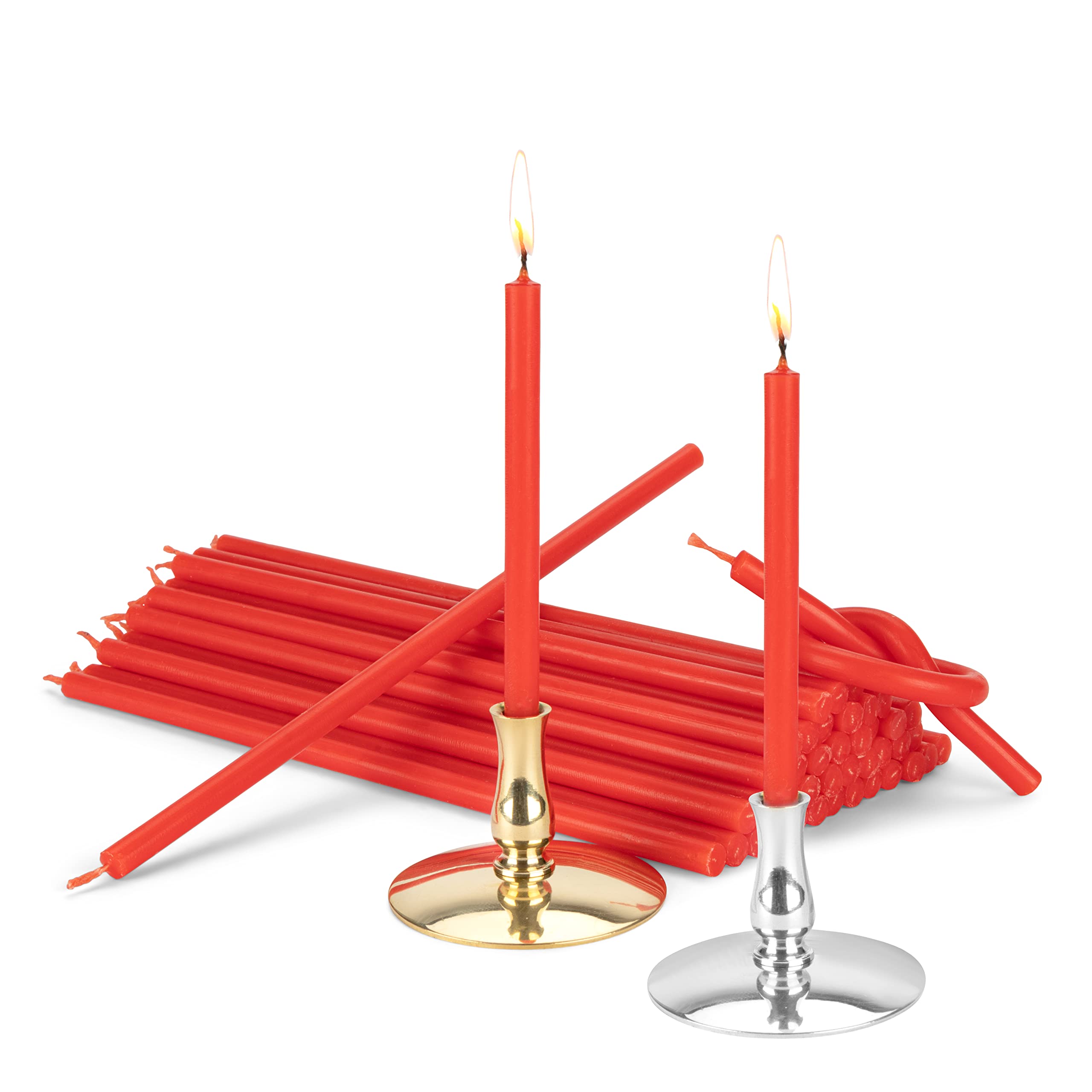Bougies d'autel rouges de 18,5cm et bougeoirs pour vos rituels et méditations