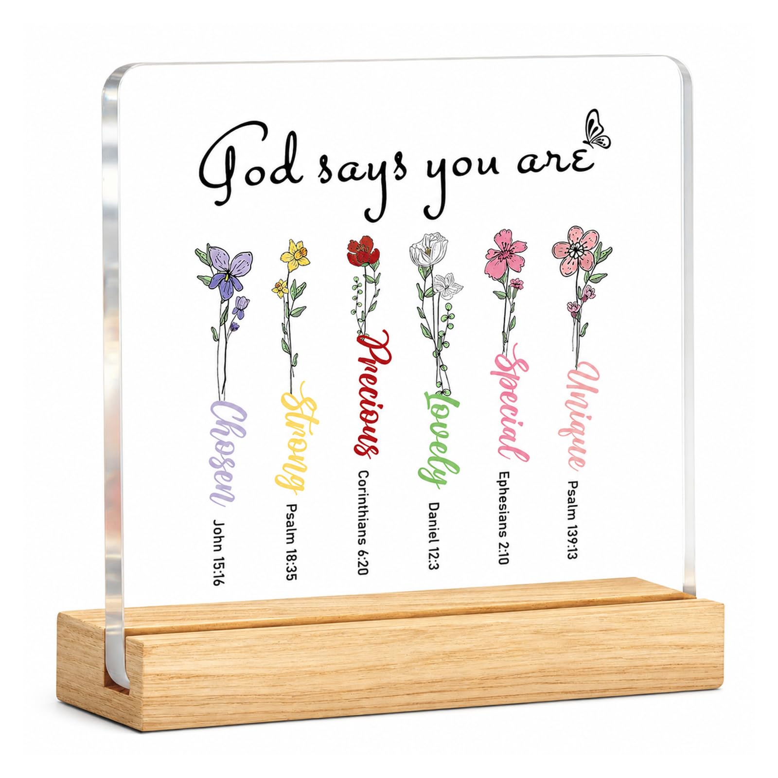 Christian Gifts for Women Bible Verse Acrylic Desk Sign with Wood Base