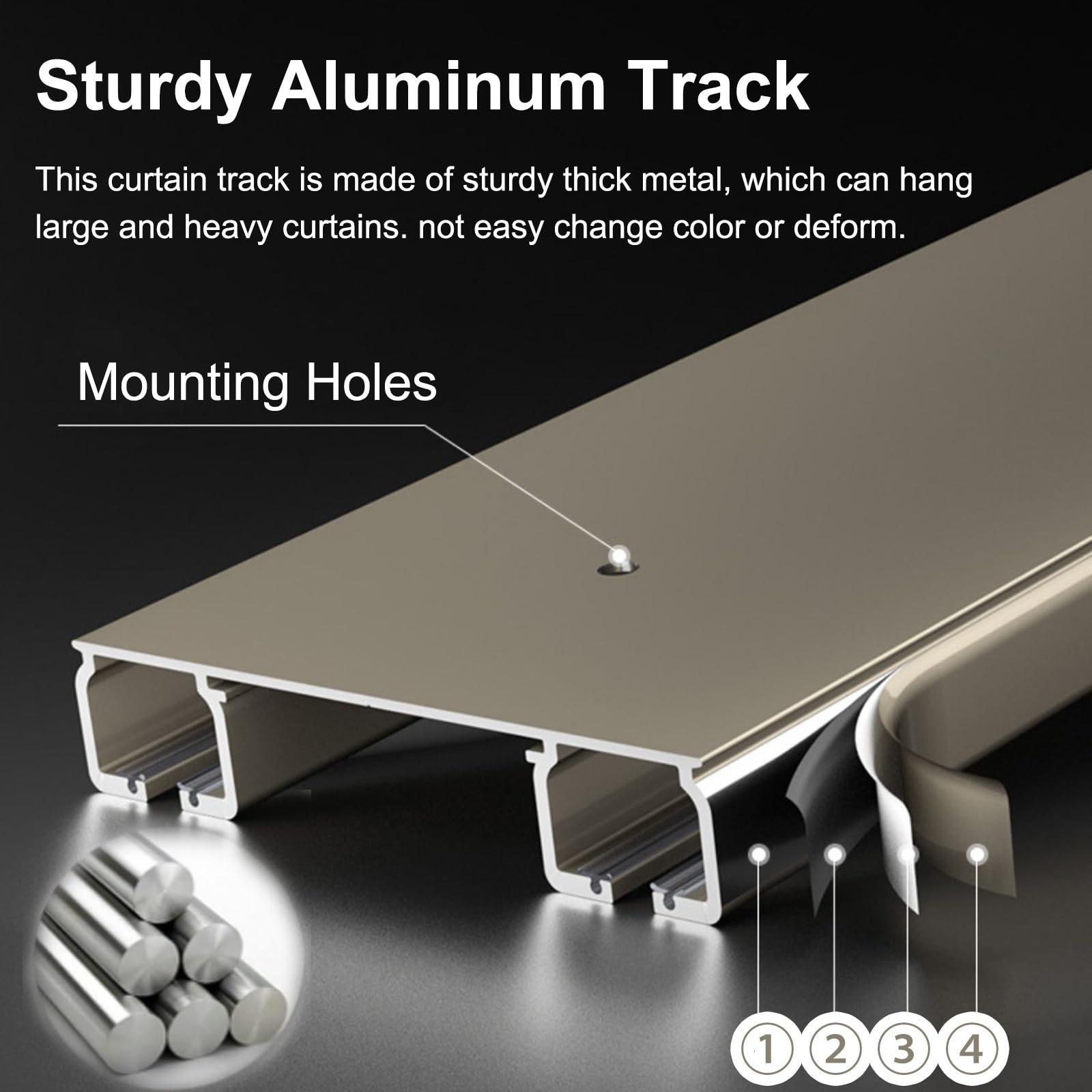 au plafond, glisseurs de rail de rideau en alliage d'aluminium pour la maison/bureau/jardin d'enfants, tringles de séparation droites robustes (couleur : blanc, taille : 1,7 m) (blanc 2,6 m/8,5 pieds)