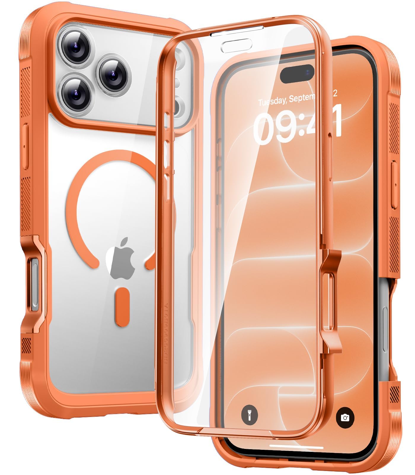 Diaclara Magnetic for iPhone 18 Pro Case with Screen Protector,Orange