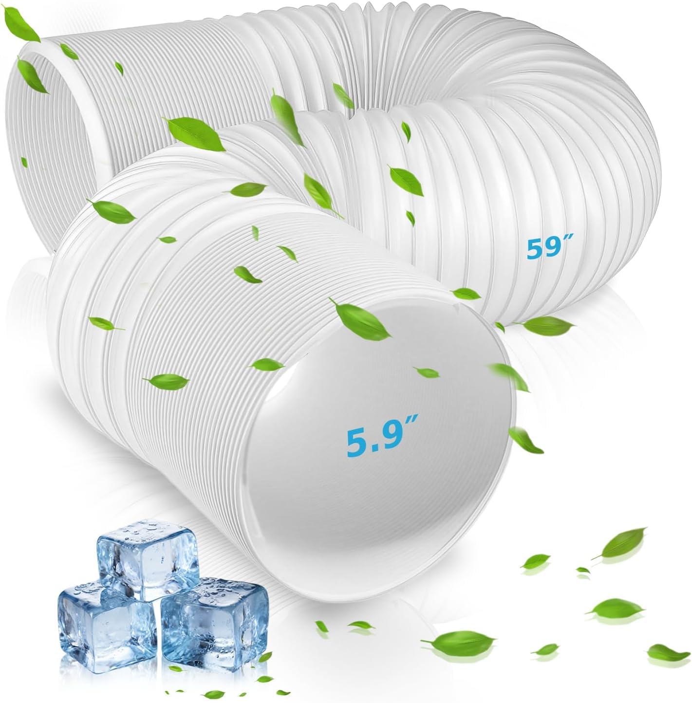 Tubo Aire Acondicion Portatil Φ15cm/Longitu 1.5M Ventilación Climática Manguera Alargadora Flexible,en Sentido Antihorario Material PP Resistente