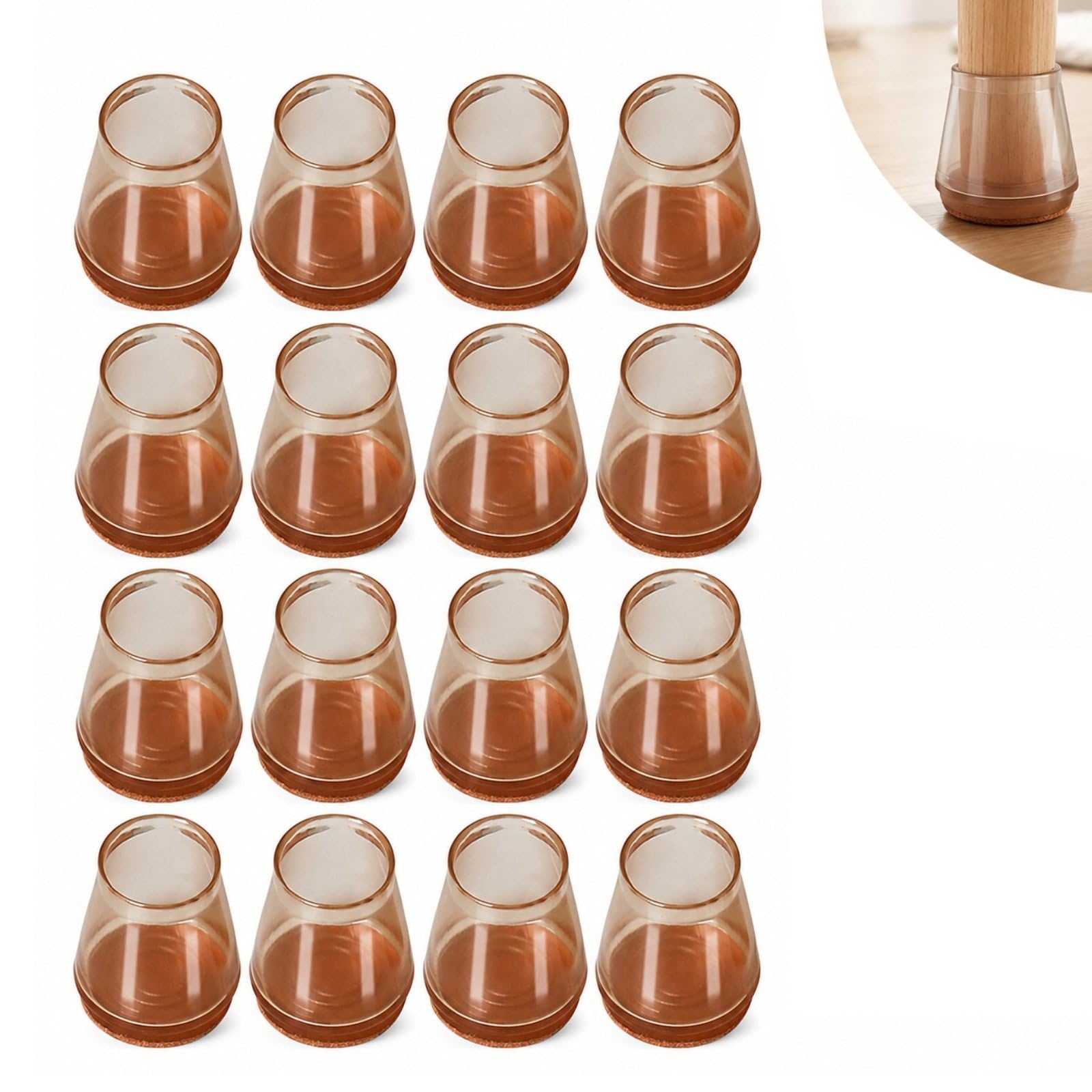 Chair Leg Floor Protectors, 16 Pcs Fit 21-30mm Furniture Legs