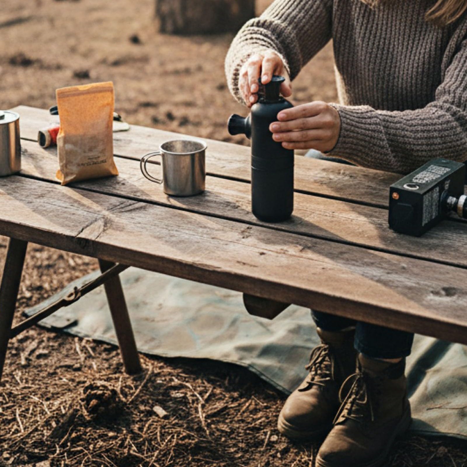 Macchina da caffè espresso portatile manuale per il viaggio, macchina da caffè pieghevole compatta con costruzione in ABS, 20 X 6 cm nero, prepara caffè fresco ovunque usando caffè macinato