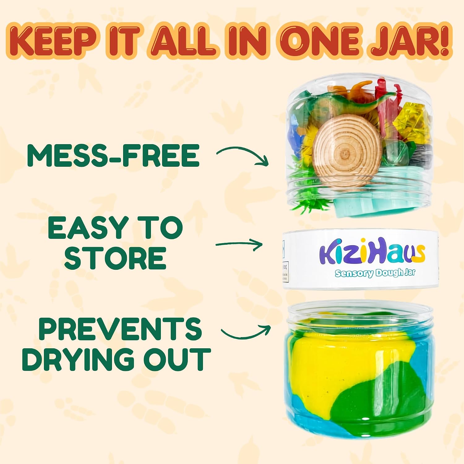 Dinosaur Sensory Dough Jar, Portable Screen-Free Play image 4