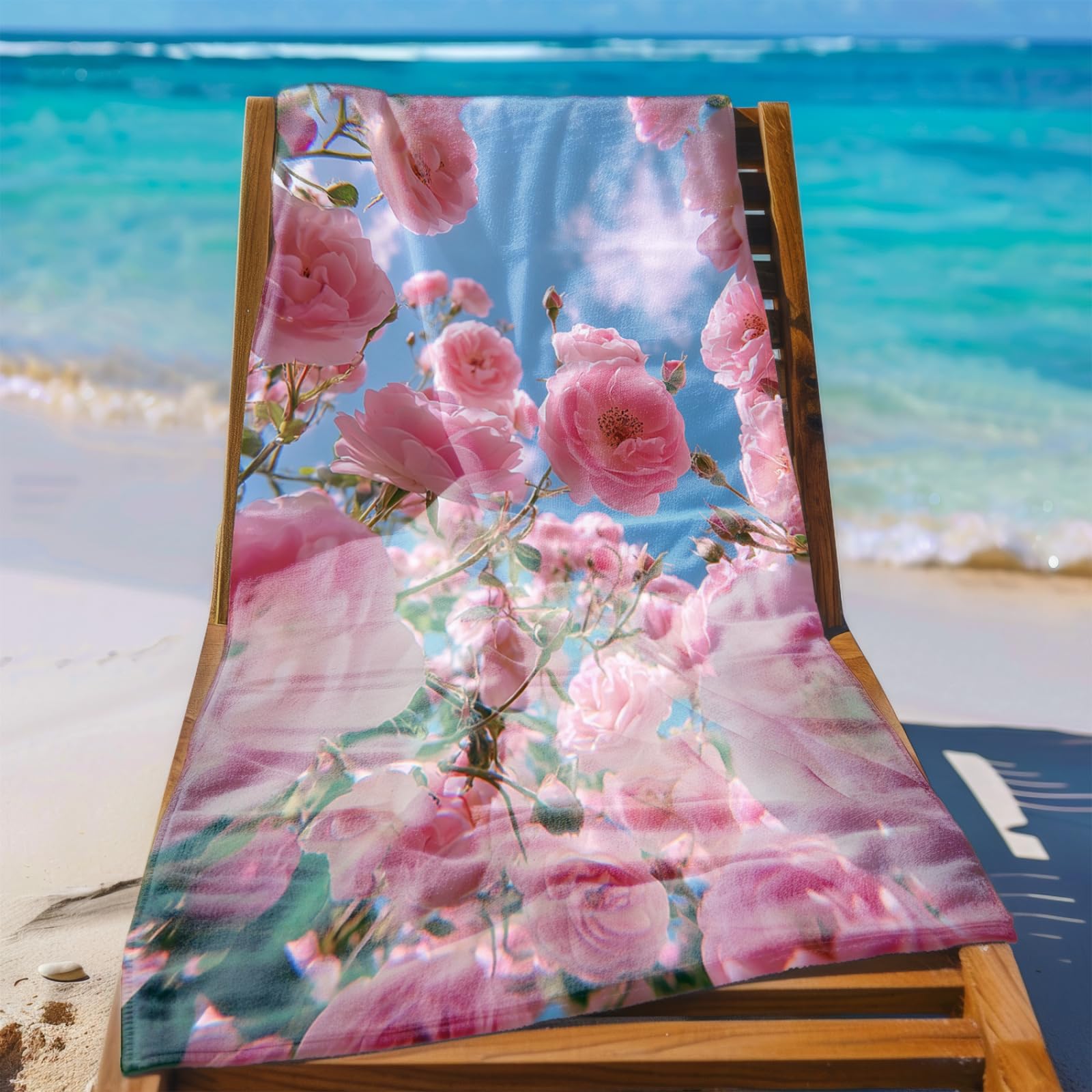 Genérico Toalla Playa 90X180 Flor Rosa