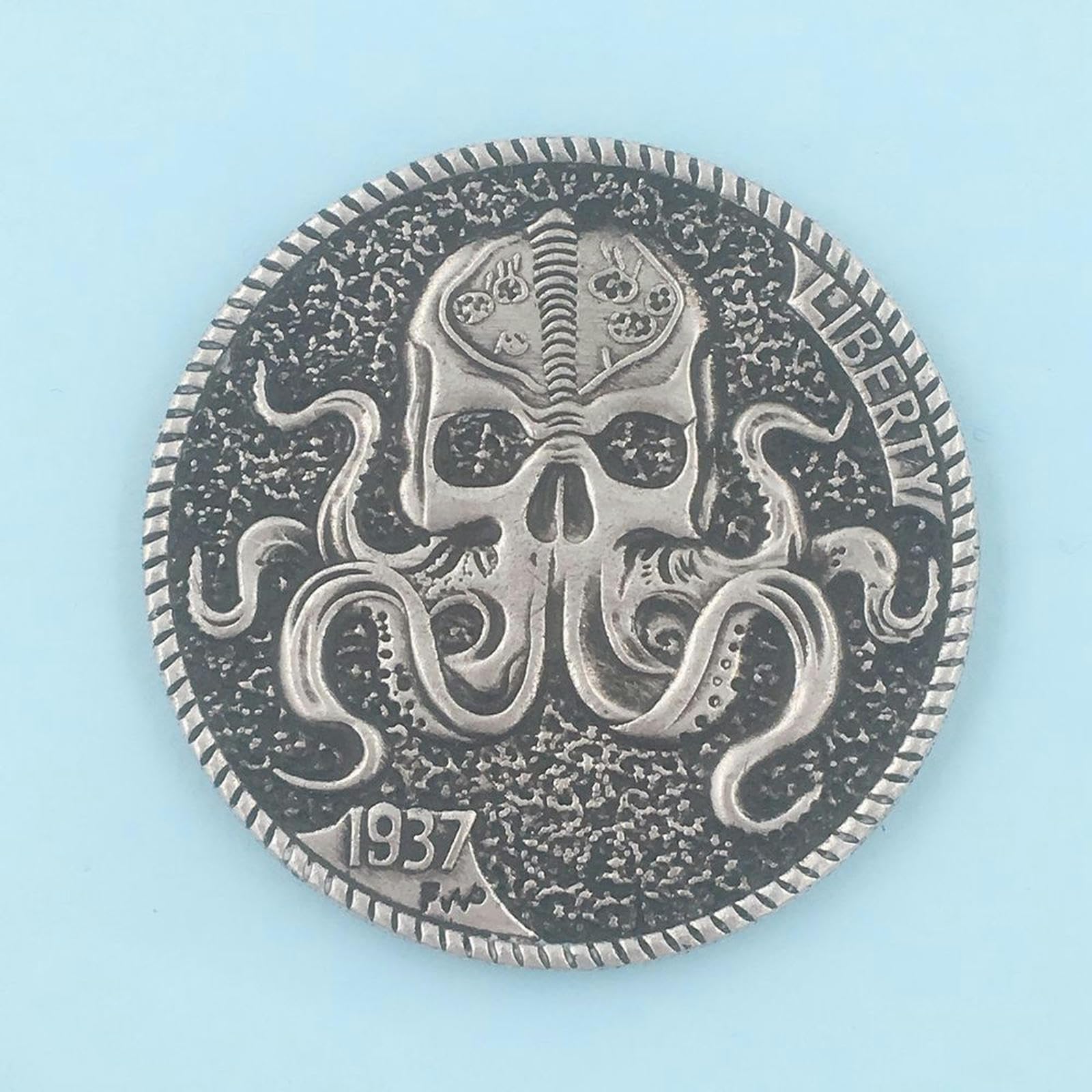 1937 U.S. Relief Octopus Skull Coin Moneta di Bronzo commemorativa Crafts Collection - FP-1937KL