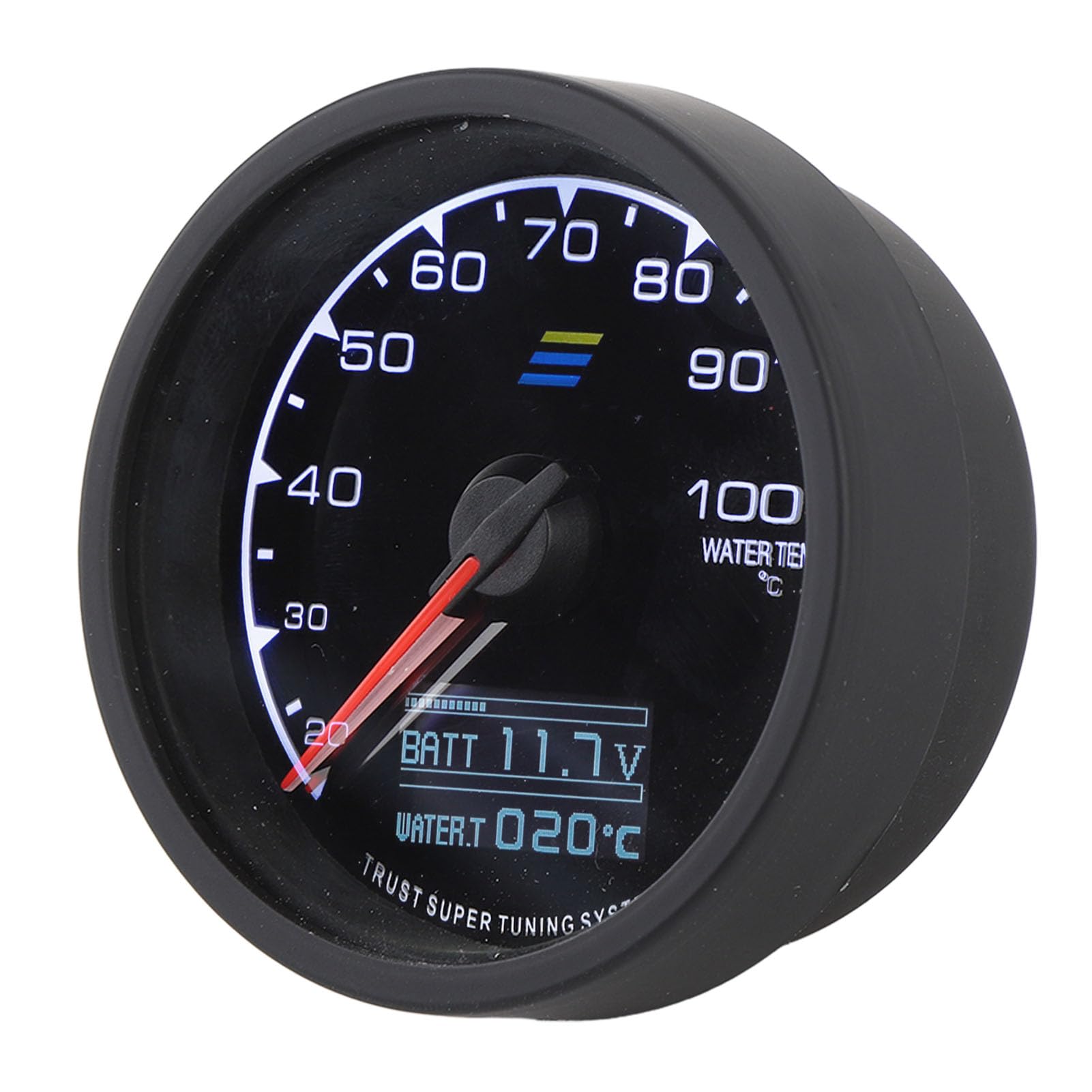 Alomejor Medidor de Temperatura del Agua de 68 Mm Indicador de Temperatura del Agua de Metal ABS Puntero de 104 a 212 Fahrenheit y Pantalla Digital DC 10 a 15 V para Conductores de Automóviles