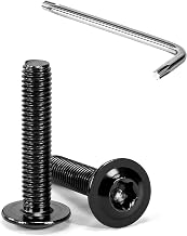 Tunejoy Pan Head Torx Screws Black with Flange M5 x 25 mm Hex Head Screw Stainless Steel Bolts A2 V2A Allen Screws with T25 Keys Full Thread 20 Pieces