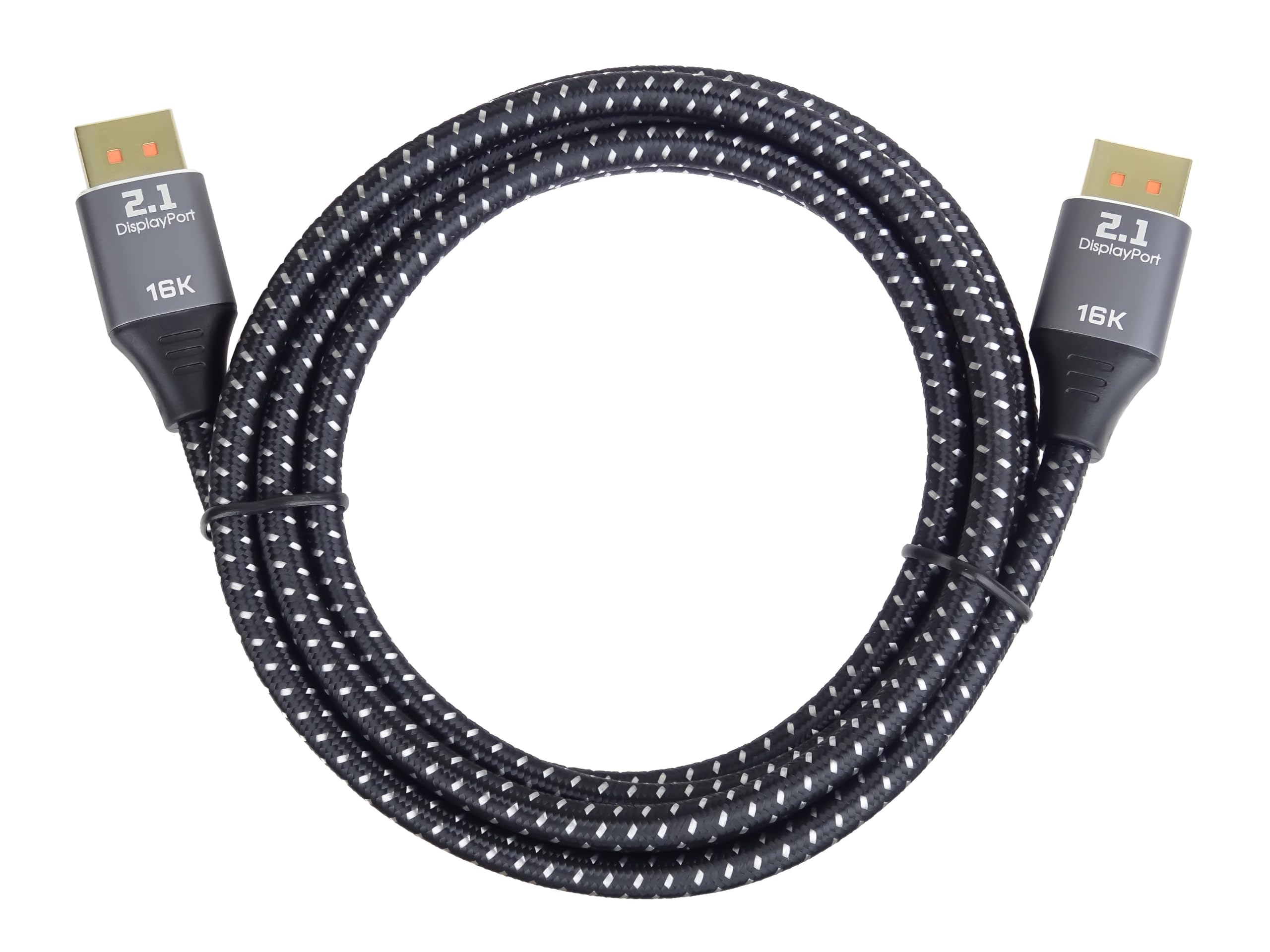 PremiumCord Kabel DisplayPort 2.1 16K, Męski do Męskiego, 80 Gbit/s, Wideo 16K@60Hz, 10K@60Hz, 8K@165Hz 2160p, HDCP 2.2, Pozłacane Złącza, Oplot Tekstylny, Długość 1,5 m