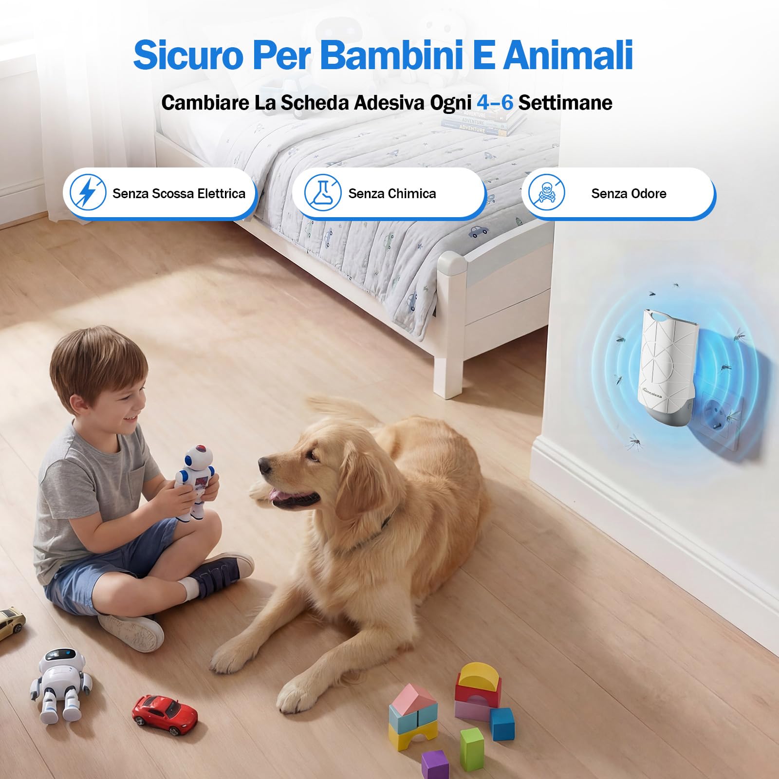 Homealexa Trappola per Moscerini della Frutta LED UV, Trappola Insetti Elettrica contro Moscerini, Mosche e Falene, Spina Rotante 180°, con 6 Ricariche, per Cucina e Casa