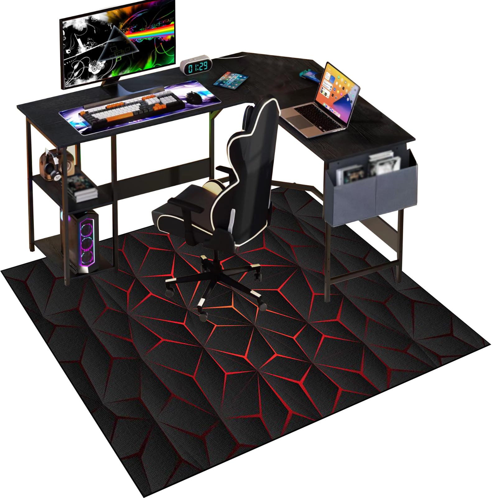 Gaming Chair Mat for Carpet, 80 x 120 cm Office Chair Mat for Carpeted Floor, Floor Protectors for Rolling Chairs, Non slip Floor Protection Mat, Computer Desk Chair Mat for Hard Wood Tile Floors