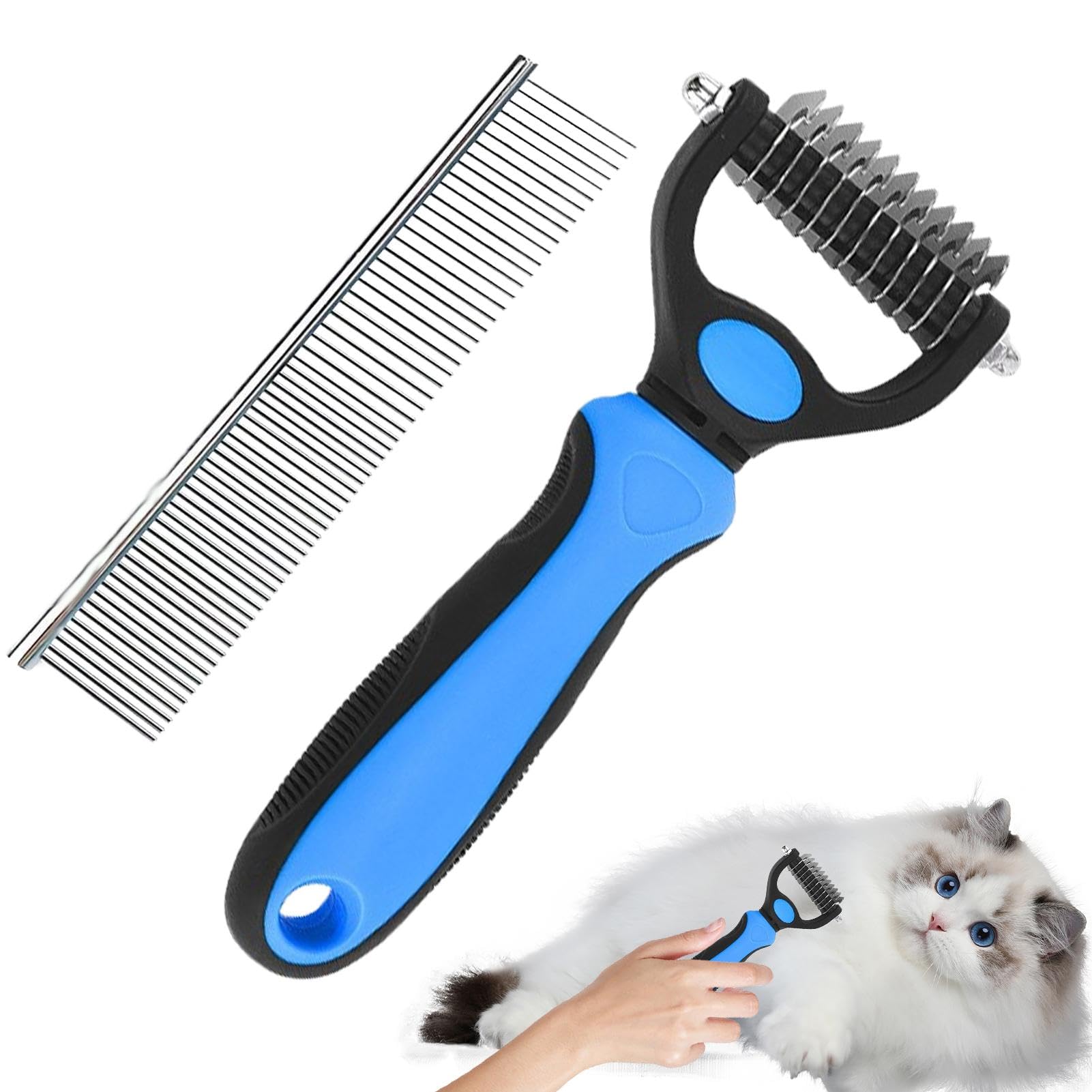 Rrlihjgu Pet Tie Comb for Dogs, Cat Removal Brush, Double-Sided Cat Comb for Loss | Dense Straight Pet Grooming Brush
