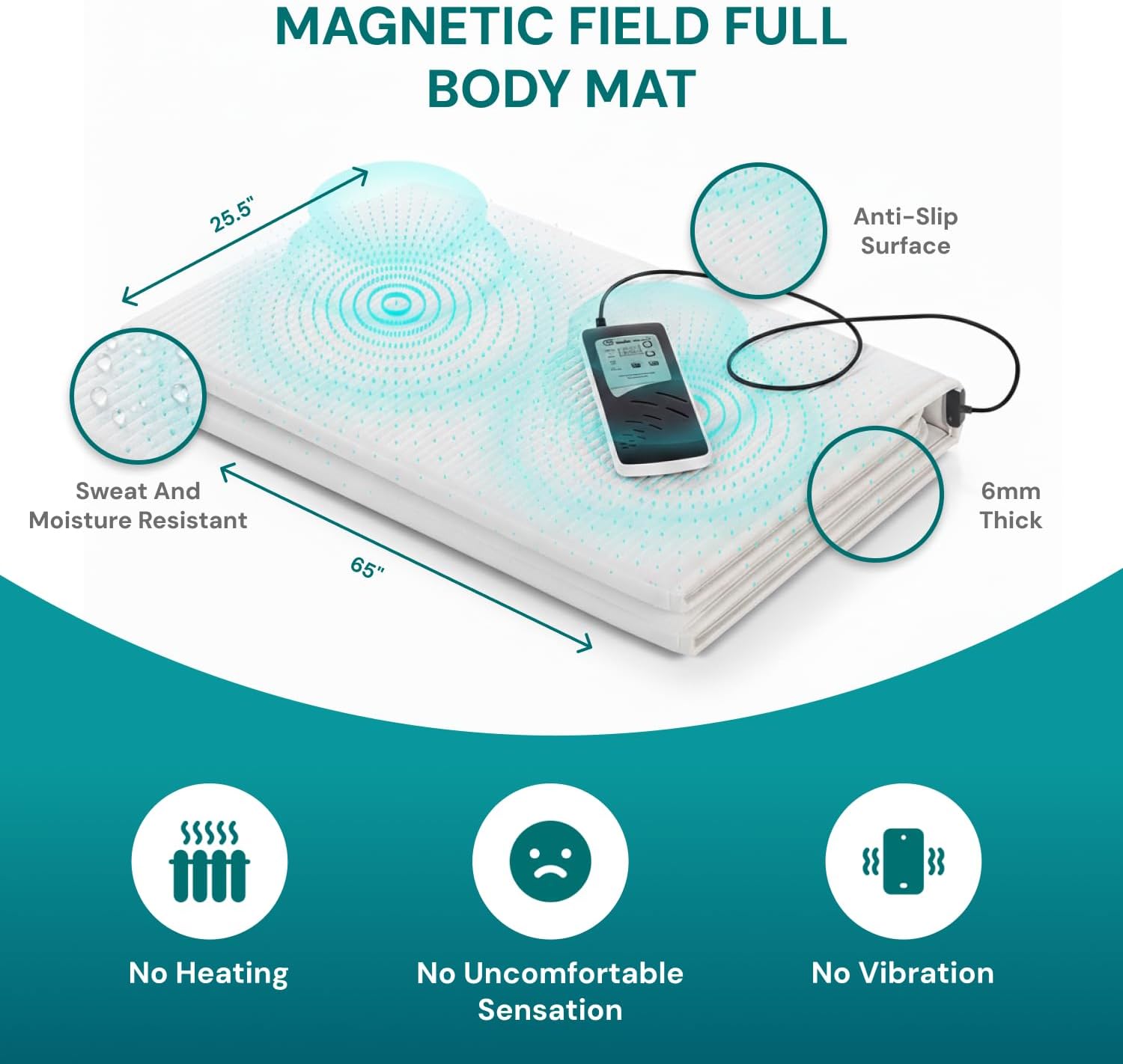 OMI Magnetic Field Therapy Mat - Full Body Mat for General Wellness, Stress, Relaxation & Boosted Energy Levels, Magnetic Field Therapy with Controller & Portable Medallion Device - Image 2