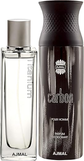 Ajmal Titanium EDP Citrus Spicy Perfume 100ml for Men and Carbon Homme Deodorant Citrus Spicy Fragrance 200ml for Men