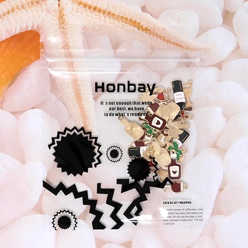 Miniatura 5 de Honbay 30 dijes esmaltados de vino tinto estilo hawaiano, para aretes, collares, pulseras, llaveros, joyería y manualidades (5 estilos), aleación,