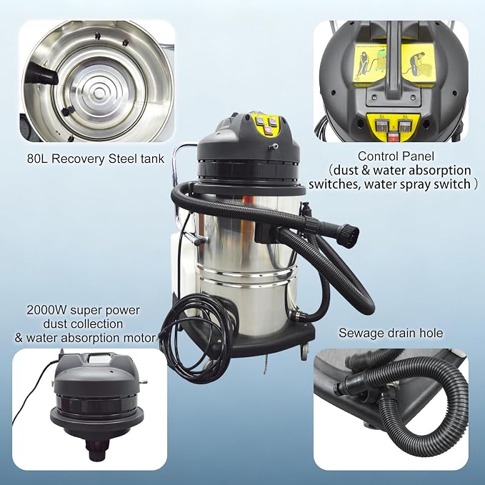 Aspiradora Comercial 80L 2000W Wet & Dry miniatura 4