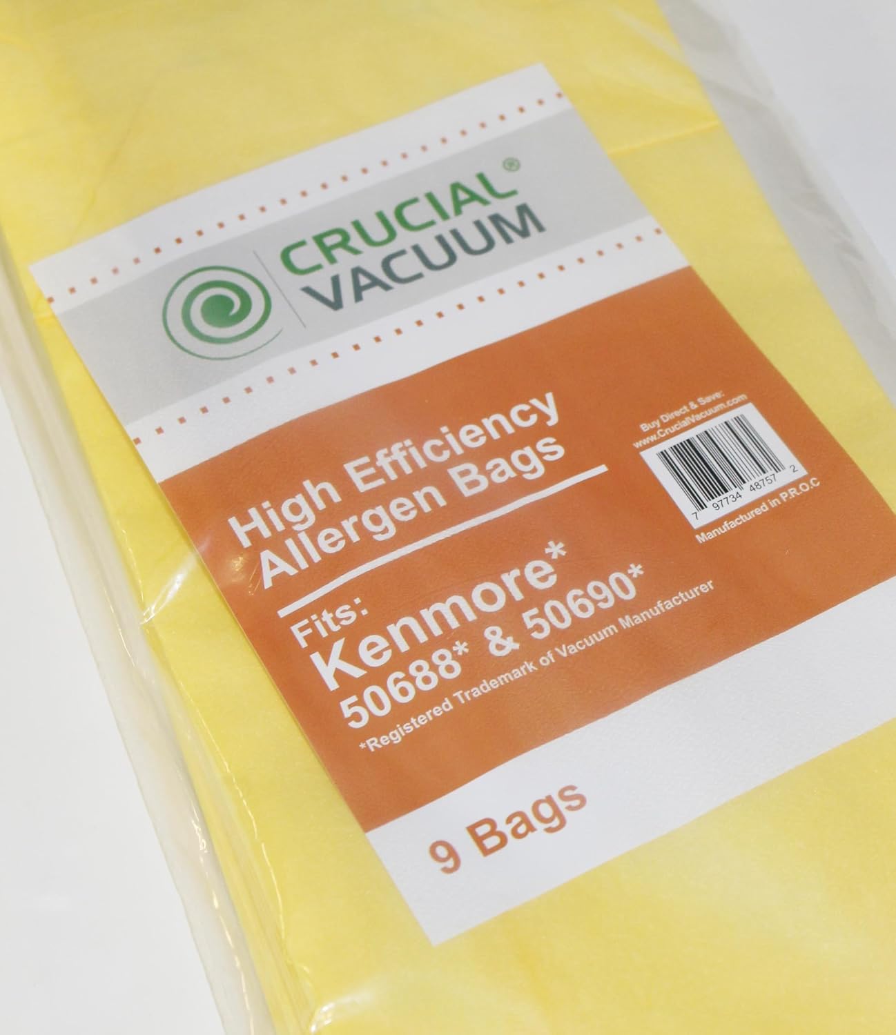 18 Replacement Vacuum Bags Compatible With Kenmore Part # 20-5068, 20-50681, 20-50688, 20-50690, 5069, 50590, SC-PU110, SCPU11, SC-PU1, SCPU1 & Models O, U, U-2, PU-1 (18 Pack) by Crucial Vacuum