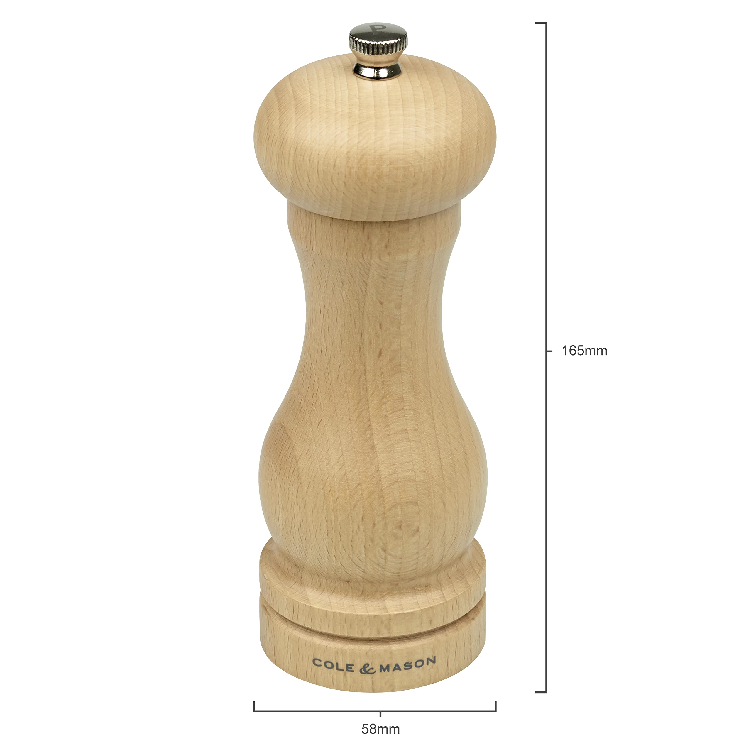 Cole & Mason Precision Capstan Pepper Mill, Beech, 16.5 cm