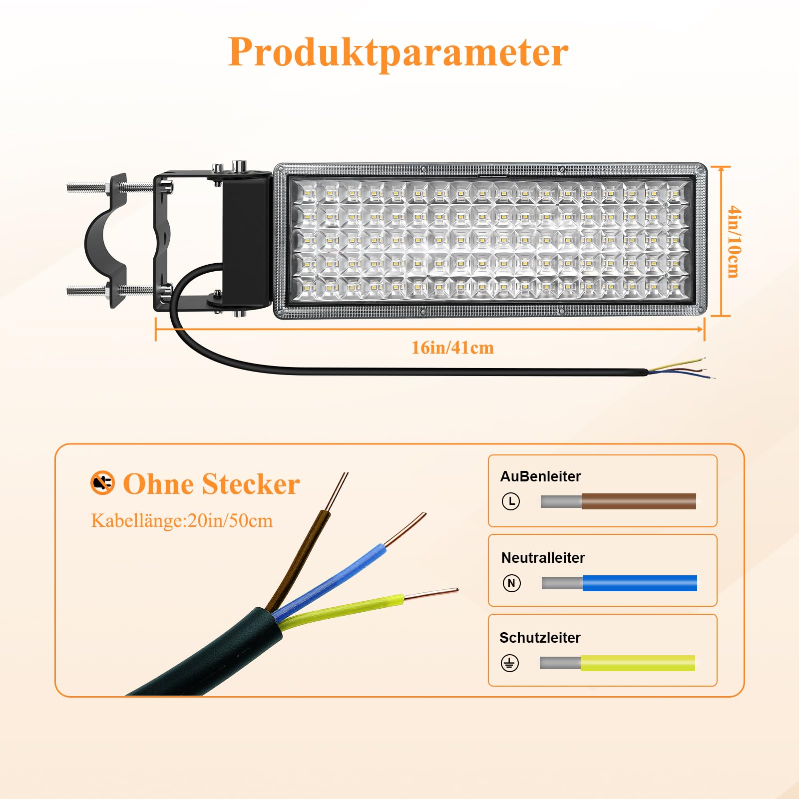 100W LED Strahler Außen, 14000LM LED-Straßenleuchte 6500K Kaltweiß Straßenlaterne Superhell Mastaufsatzleuchte IP67 Wasserdicht Flutlicht Aussen für Garten, Parkplatzbeleuchtung, Schwarz