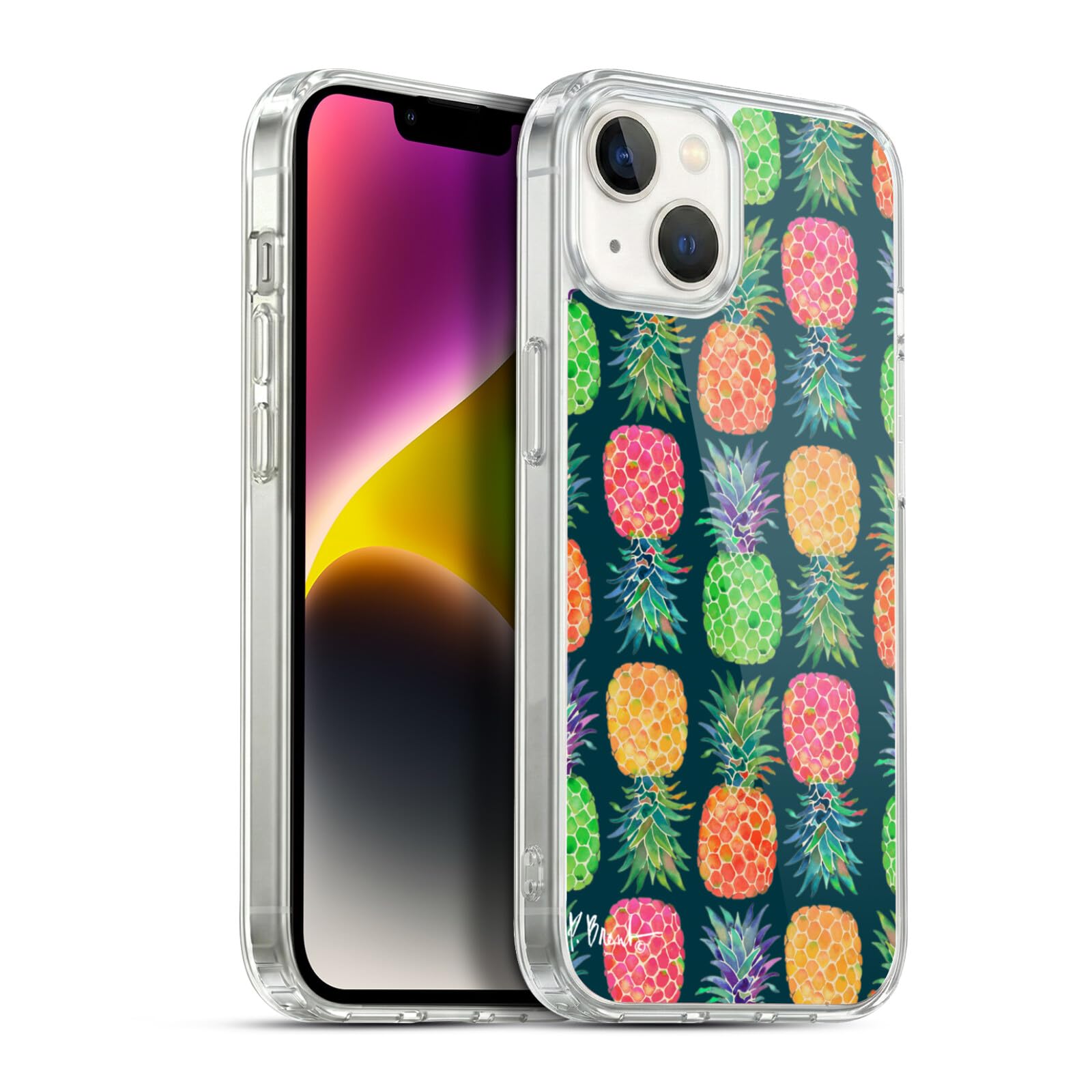 Funda gel suave compatible con iPhone 14 Plus carcasa Paul Brent piña 7