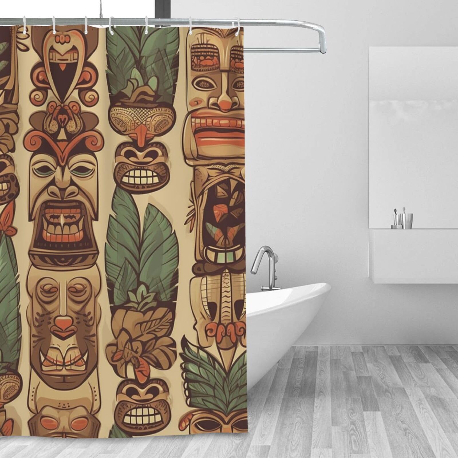 Rideau de douche imperméable tropical pour transformer votre baignoire en oasis vintage