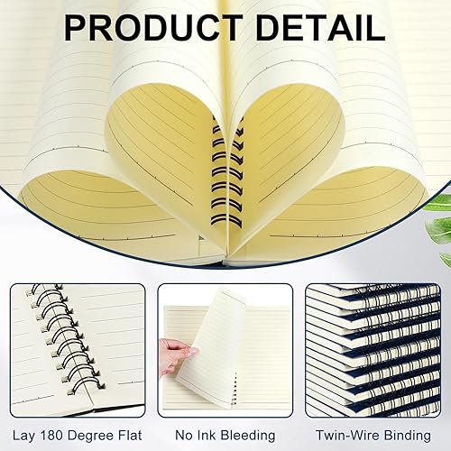 Miniatura 3 de Yahenda Cuaderno de espiral con rayas universitarias, cuadernos rayados de 8.3 x 5.5 pulgadas, cuadernos de notas a granel A5, cuadernos de papel