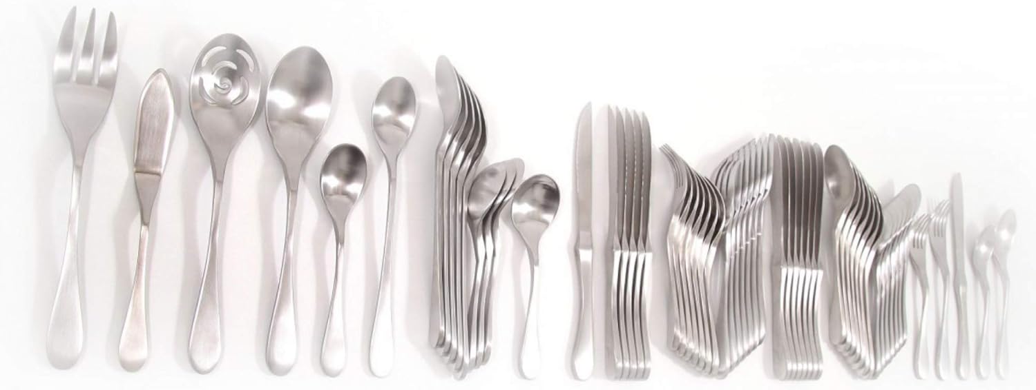KNORK Original Matte Flatware 61 Piece Set, Service for 8