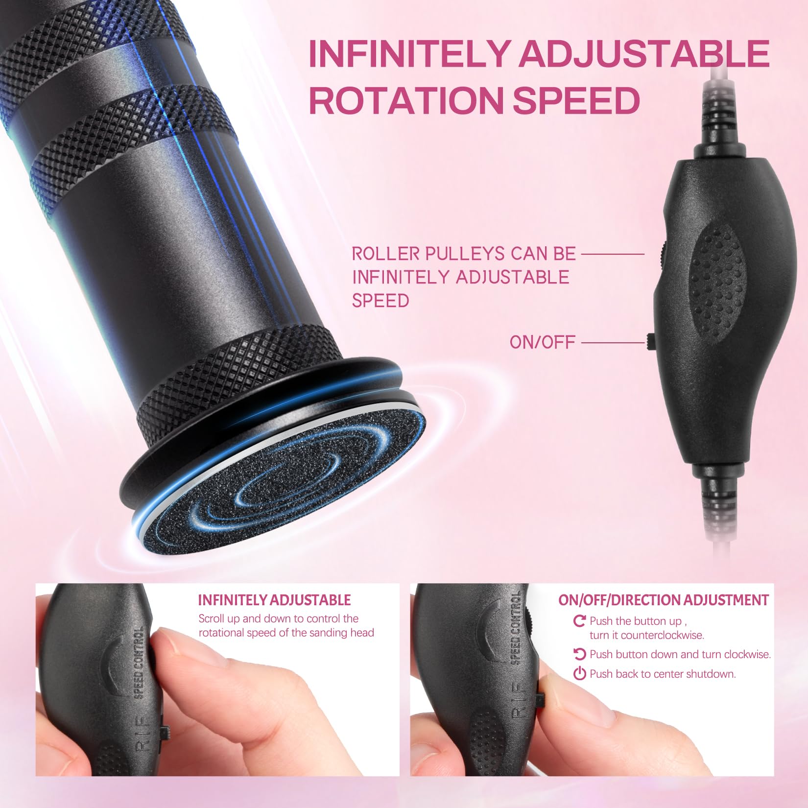Krofaue Electric Foot File with Adjustable Speed