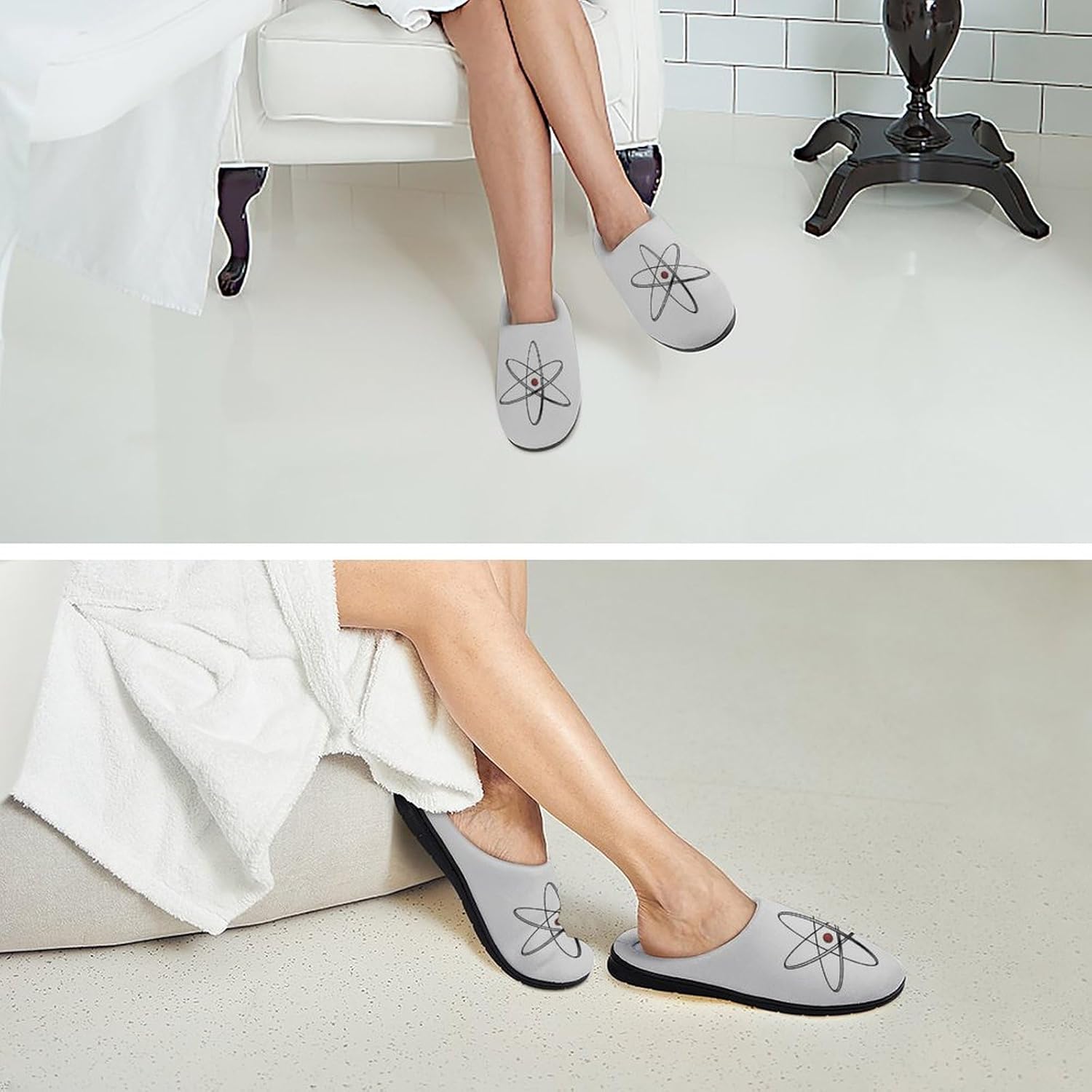 Physics Of Quantum Women's House Slippers Memory Foam Warm Shoes Spa Rubber Sole Indoor Outdoor