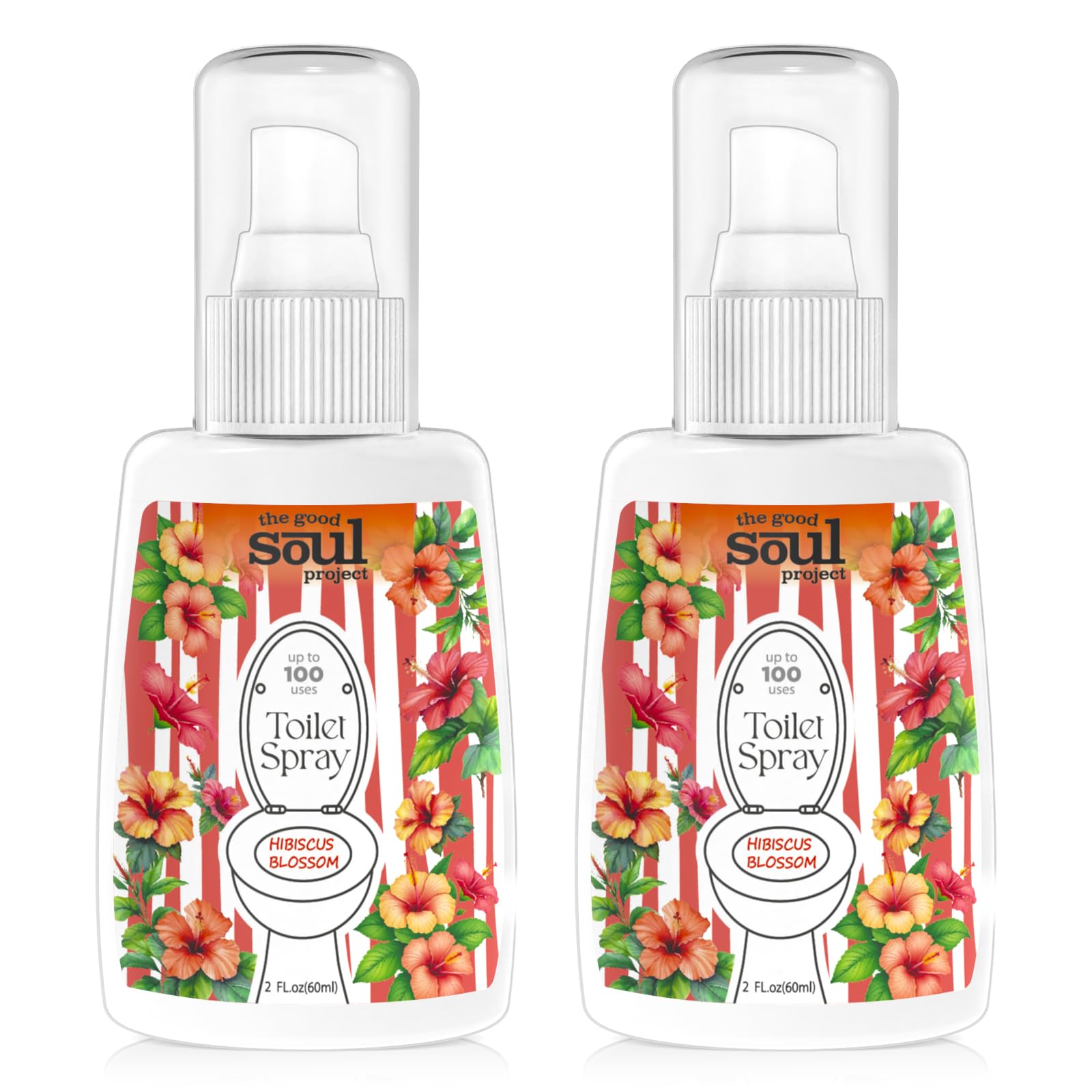 THE GOOD SOUL PROJECT Toilet Spray, Hibiscus Blossom, Bathroom Toilet Odor Eliminator, Air Freshener for Home, 2 Fl Oz Each Pocket Travel Size(2 Pack)