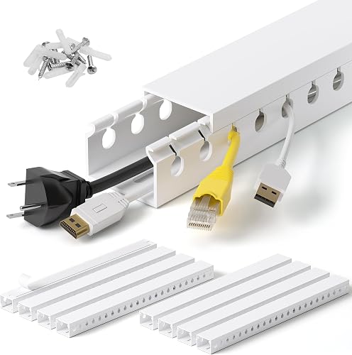 1.2" H x 1.6" W Cable Management Raceway, 132in Under Desk Channel, White
