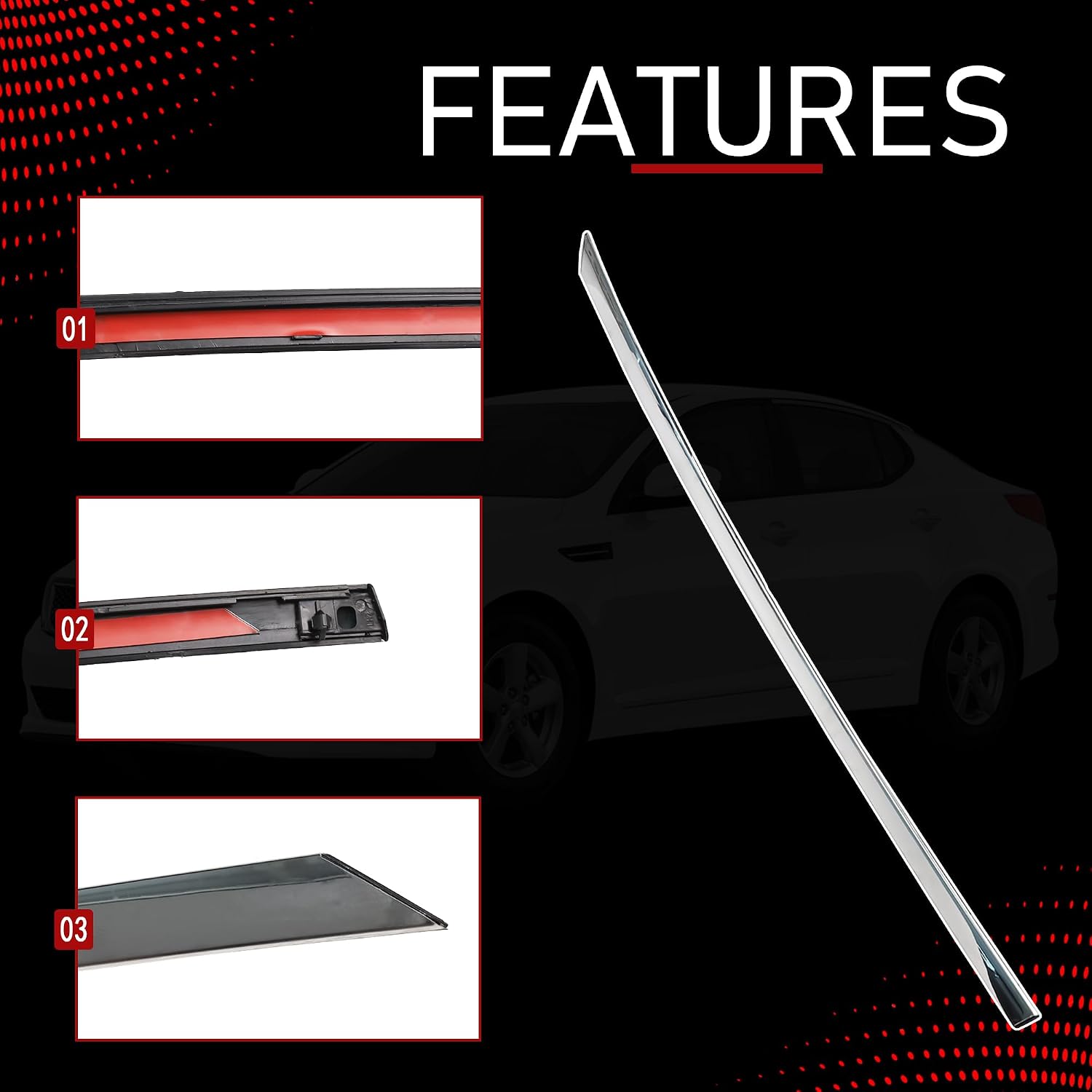 Rear Left Door Frame Molding Trim Compatible with 11-15 Optima
