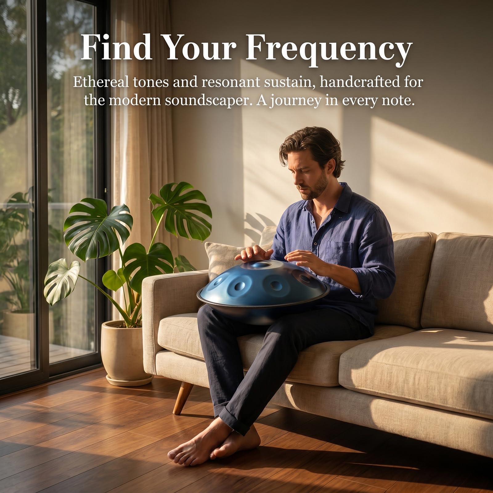 Handpa Trommel, 22 Zoll 16 Töne D-Dur 440 Hz, Handstimmung, Premium-Stahl-Handtrommel, Handpan-Instrument Für Erwachsene (blau)