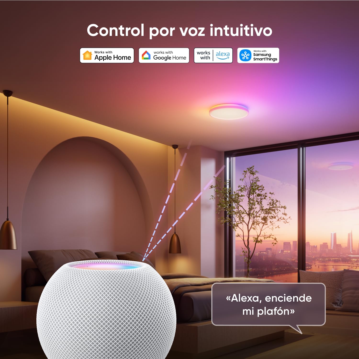 Nanoleaf Plafón LED Techo,Smart RGBICW Lámpara Techo,Redondo Doble Cara