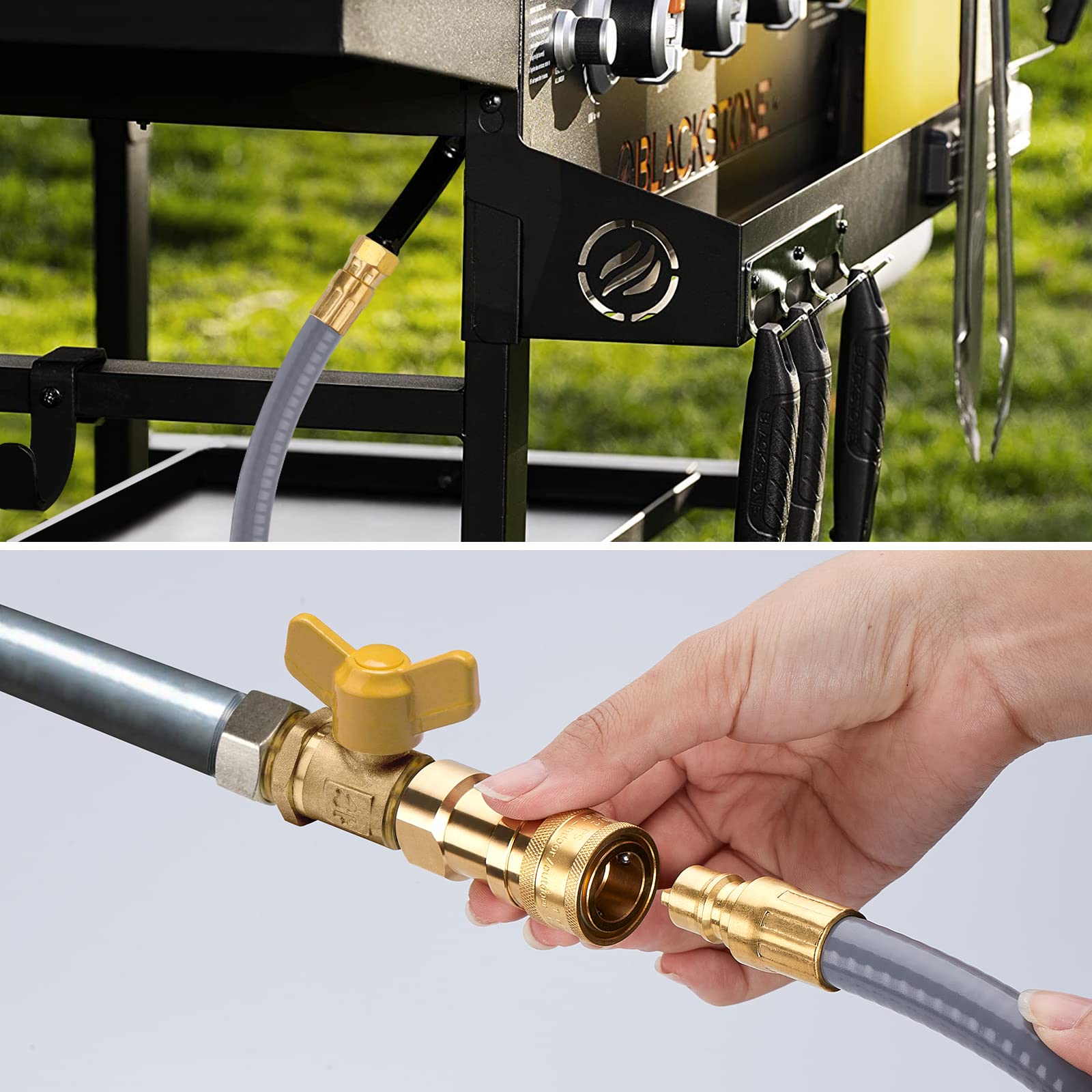 5249 - Kit de conversión de propano a gas natural, manguera de gas natural de 10 pies 3/8 pulgadas con conexión rápida, compatible con parrillas Blackstone de 28 y 36 pulgadas, puerta trasera y estufa
