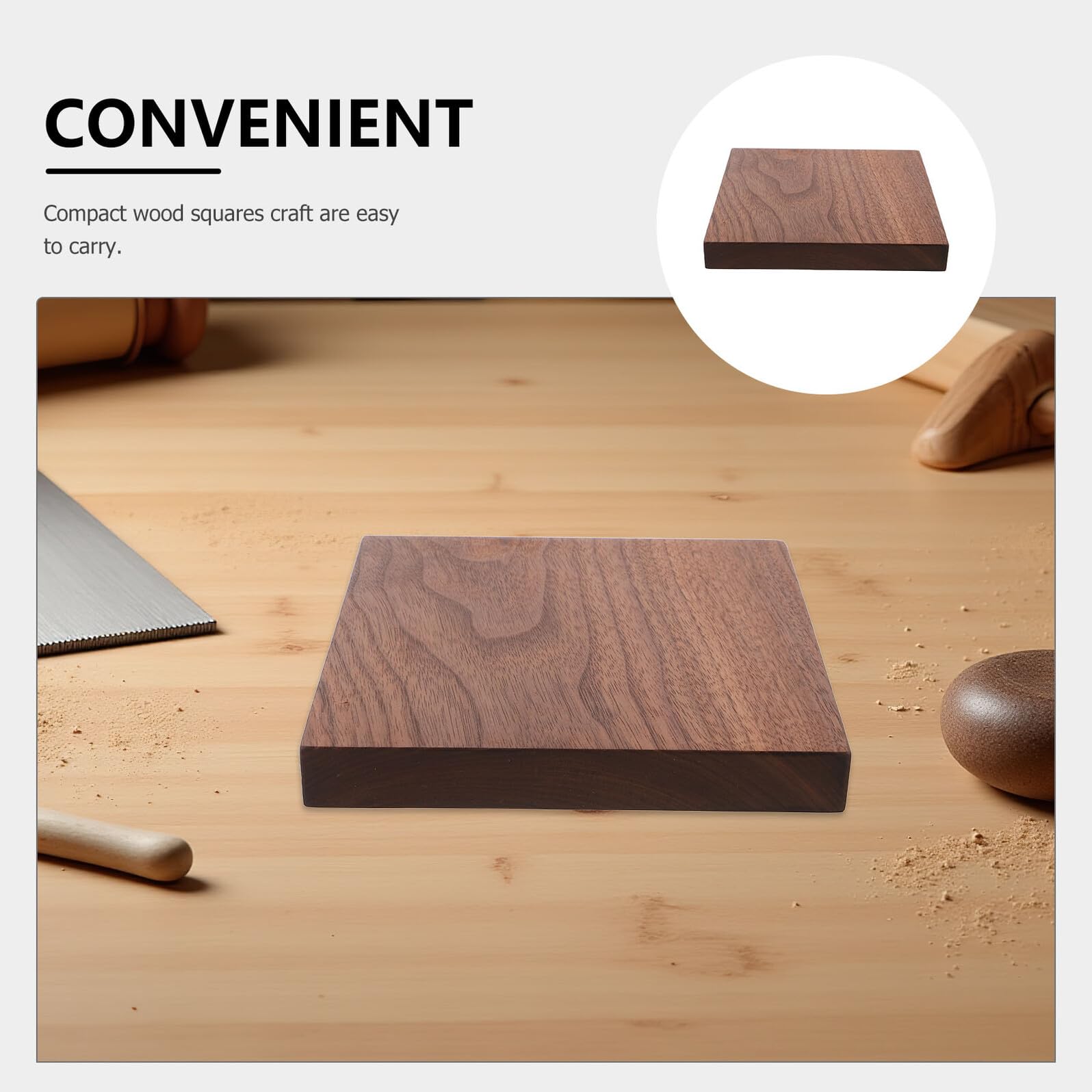 Cuadrado de Madera Natural sin Terminar 15x15x2 Cm para Manualidades, Bloque Artesanal para Tallar y Pintar, Pieza de Madera para Bricolaje y Decoración Creativa, Material