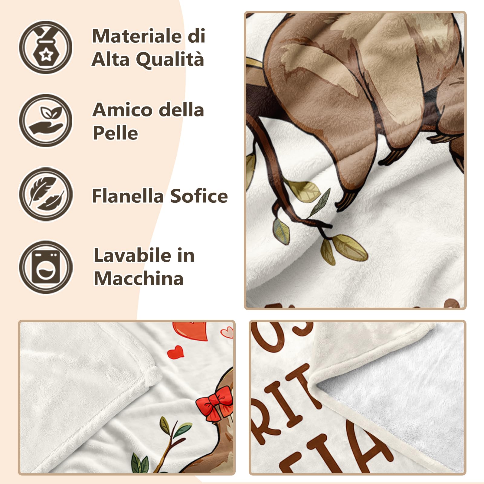 Regalo Fidanzato Fidanzata Moglie, Regalo Anniversario per Lei Lui, Romantico Regali di Coppia San Valentino Natale Compleanno, Regalo Matrimonio Fidanzamento, Ti Amo Coperta Bradipo 157x132CM